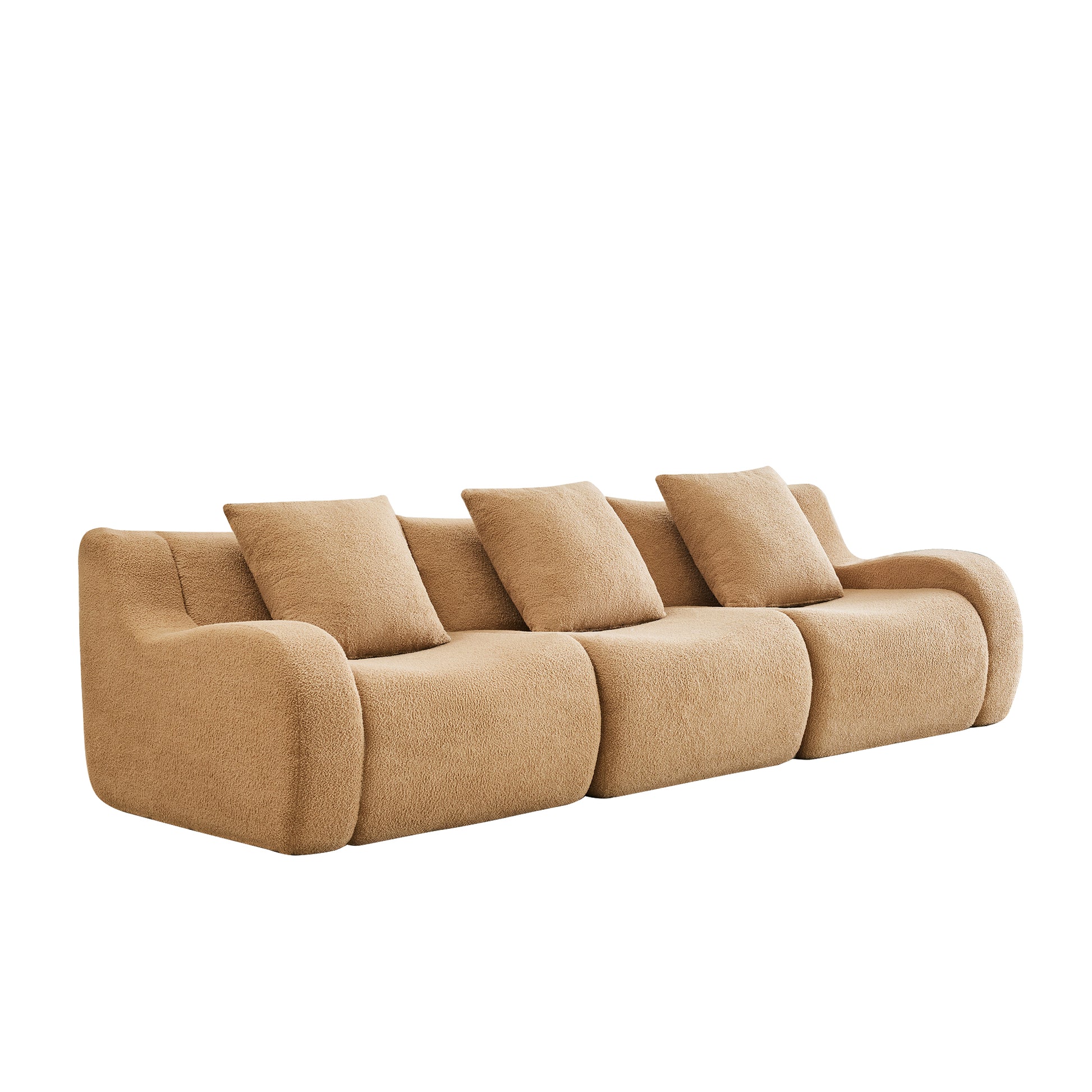 Chico light camel loveseat sofa showing angled white background product view