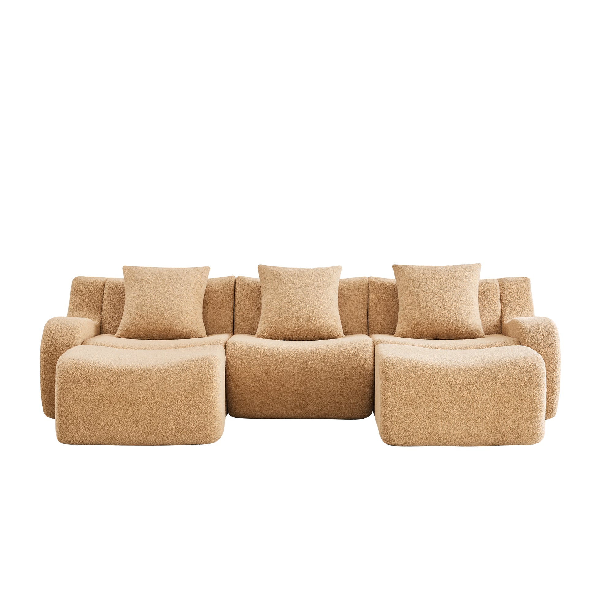 Chico light camel loveseat sofa showing front white background product view