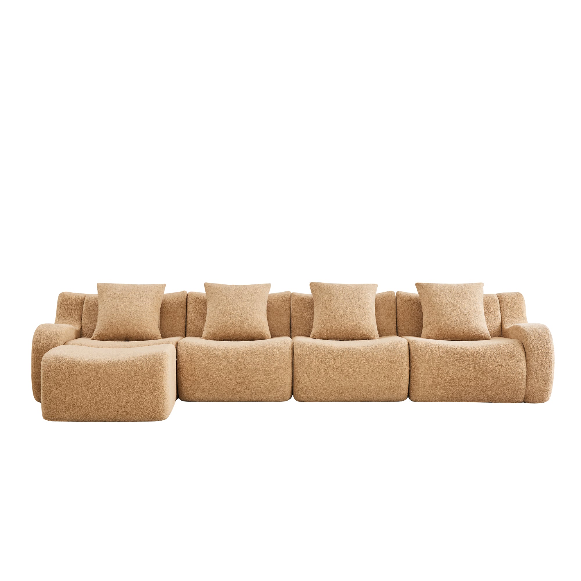 Chico light camel loveseat sofa showing front white background product view
