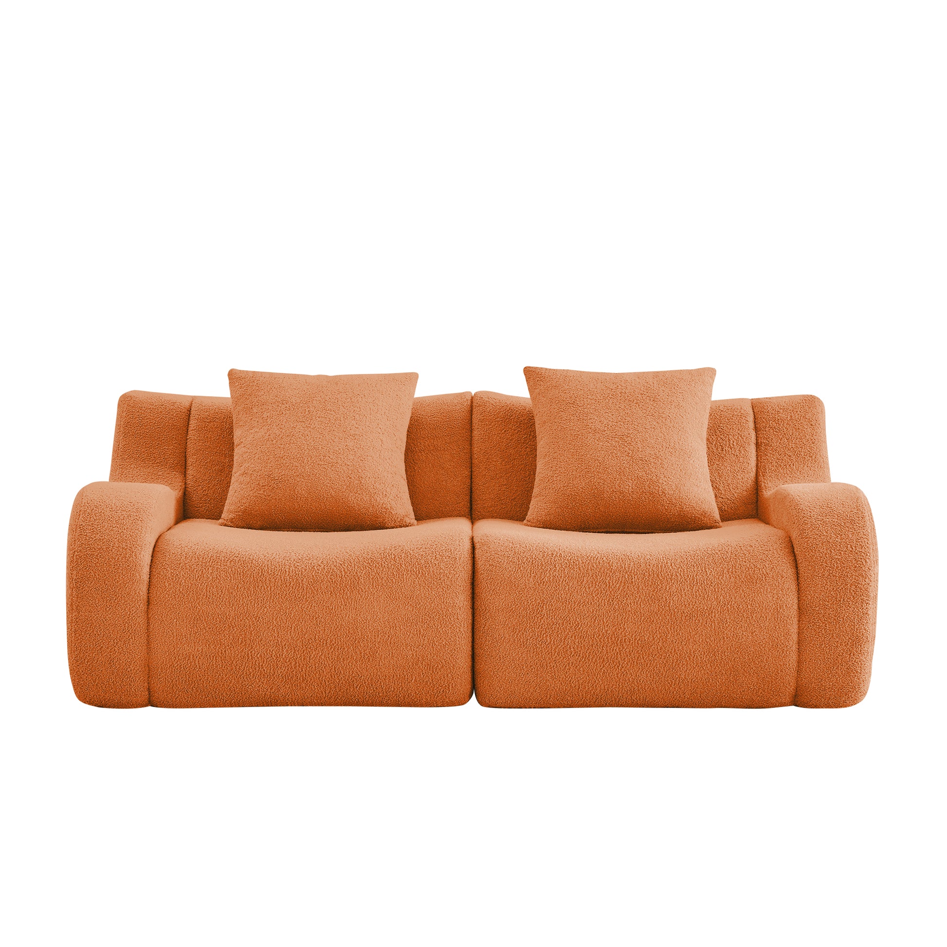 Chico orange loveseat sofa showing front white background product view