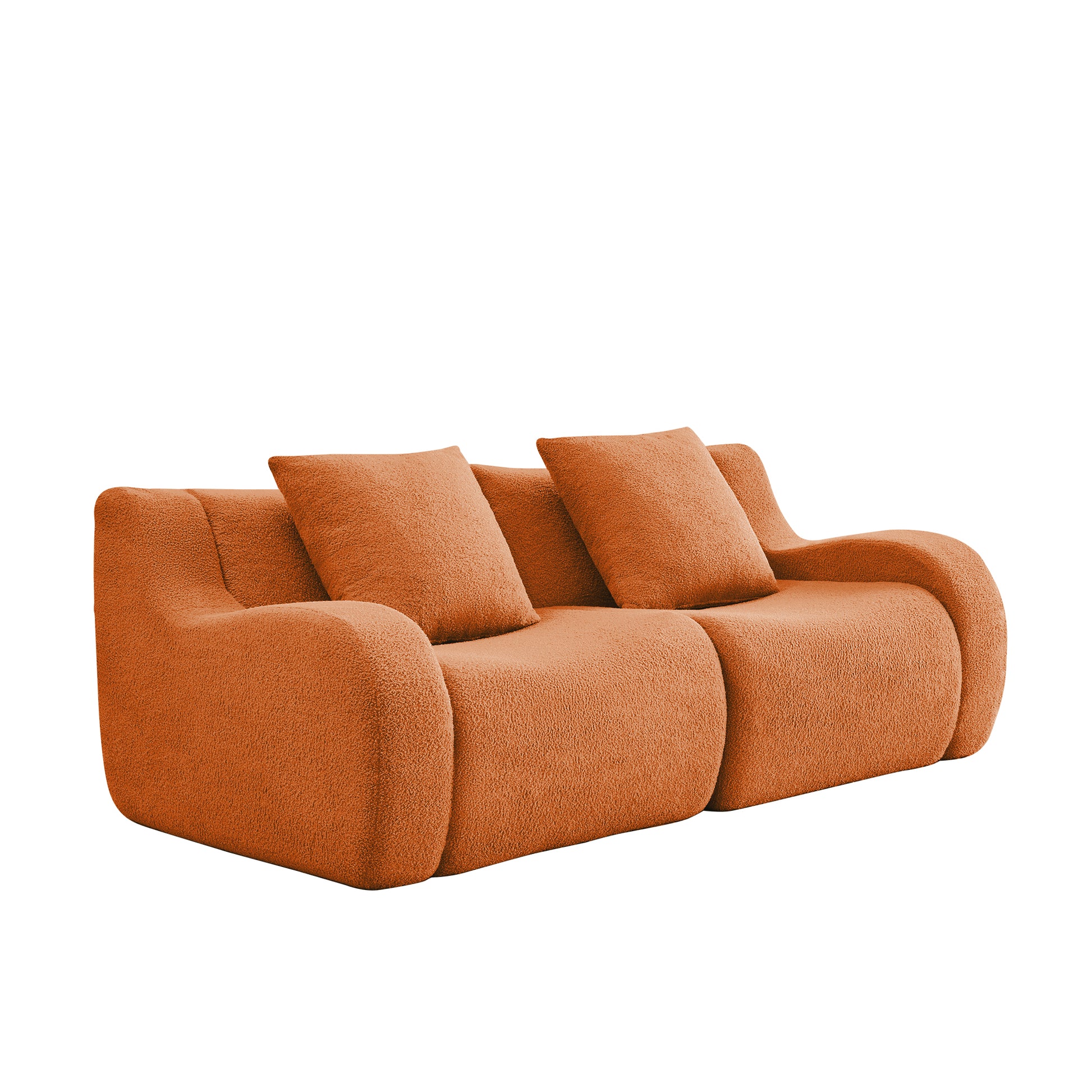 Chico orange loveseat sofa showing angled white background product view