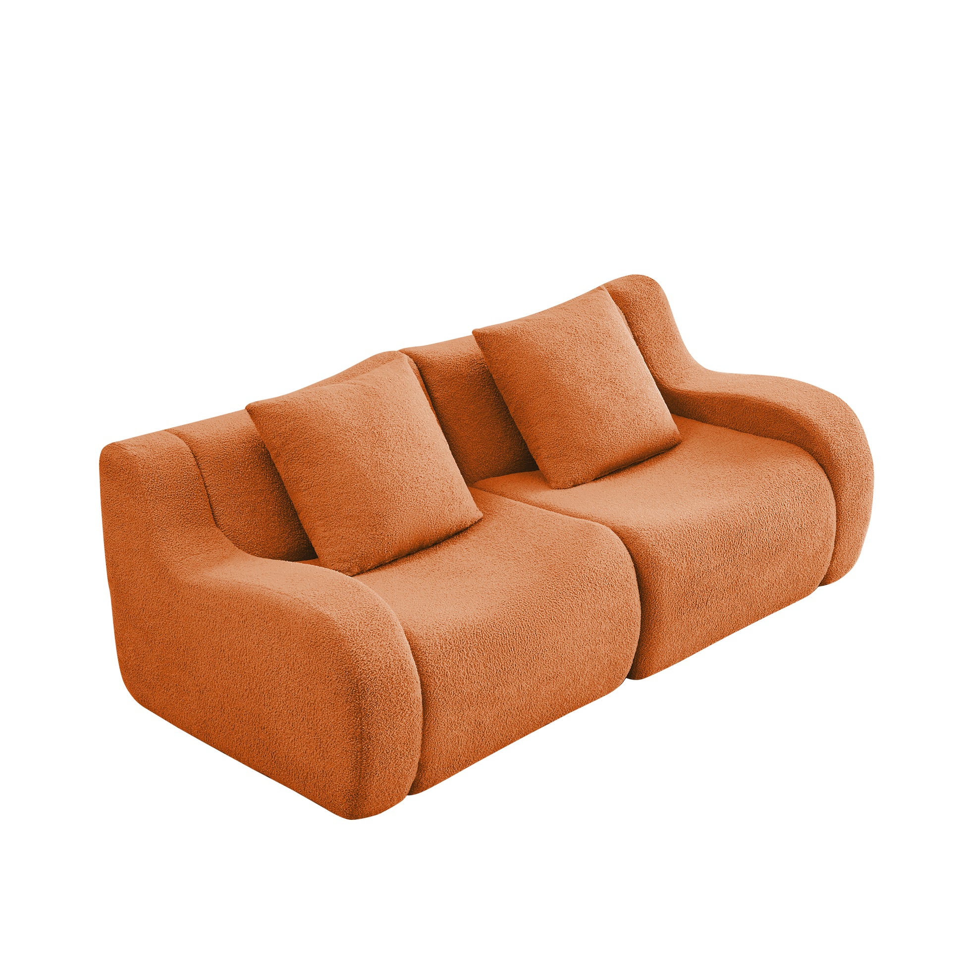 Chico orange loveseat sofa showing side angled white background product view
