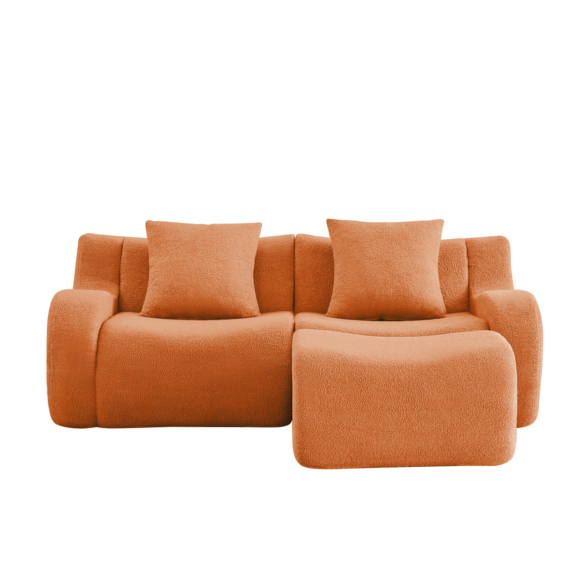 Chico orange loveseat sofa front view isolated product image on white background