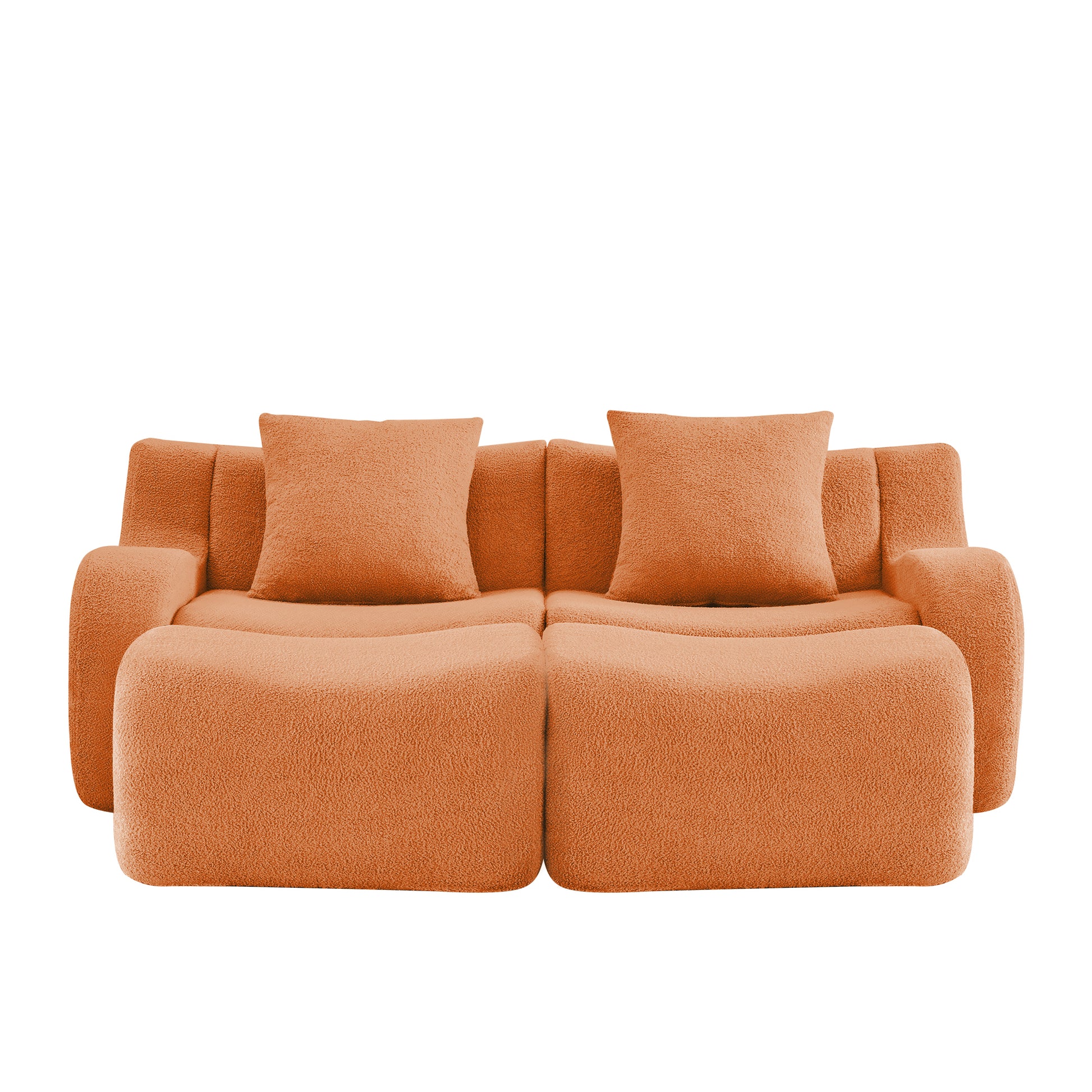 Chico orange loveseat sofa front view isolated product image on white background
