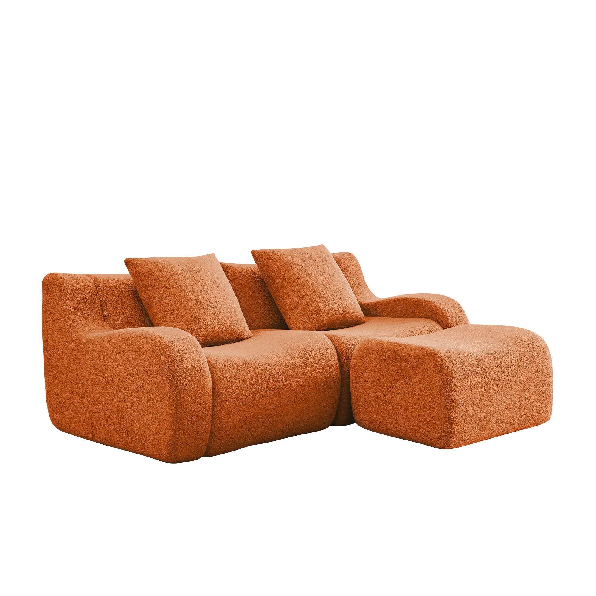 Chico orange loveseat sofa angled view isolated product image on white background