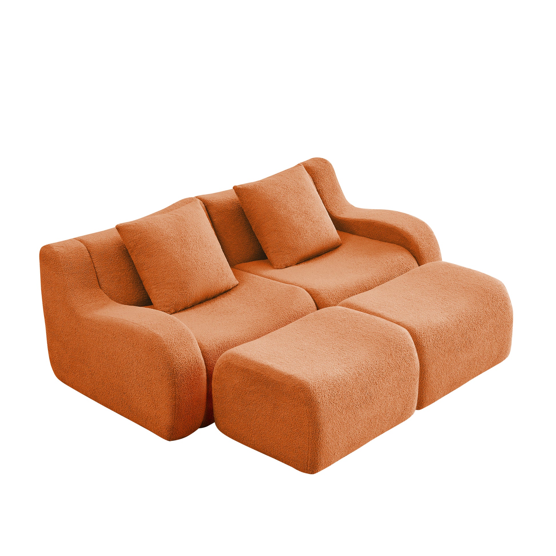 Chico orange loveseat sofa with ottoman isolated product image on white background