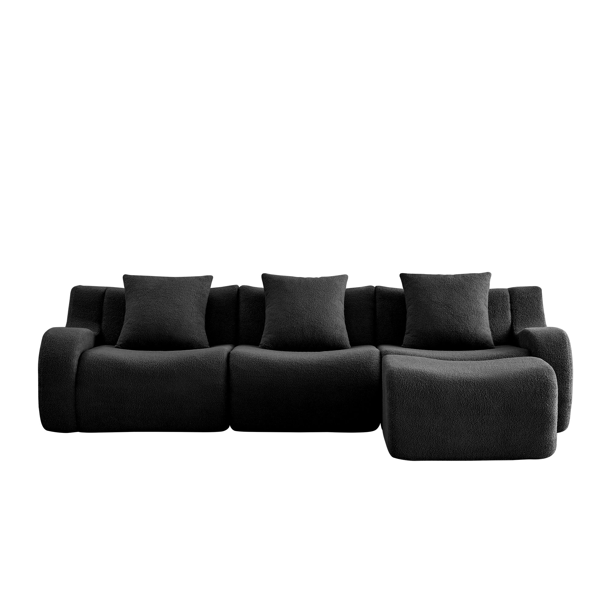 Chico black sectional sofa front view isolated product image on white background