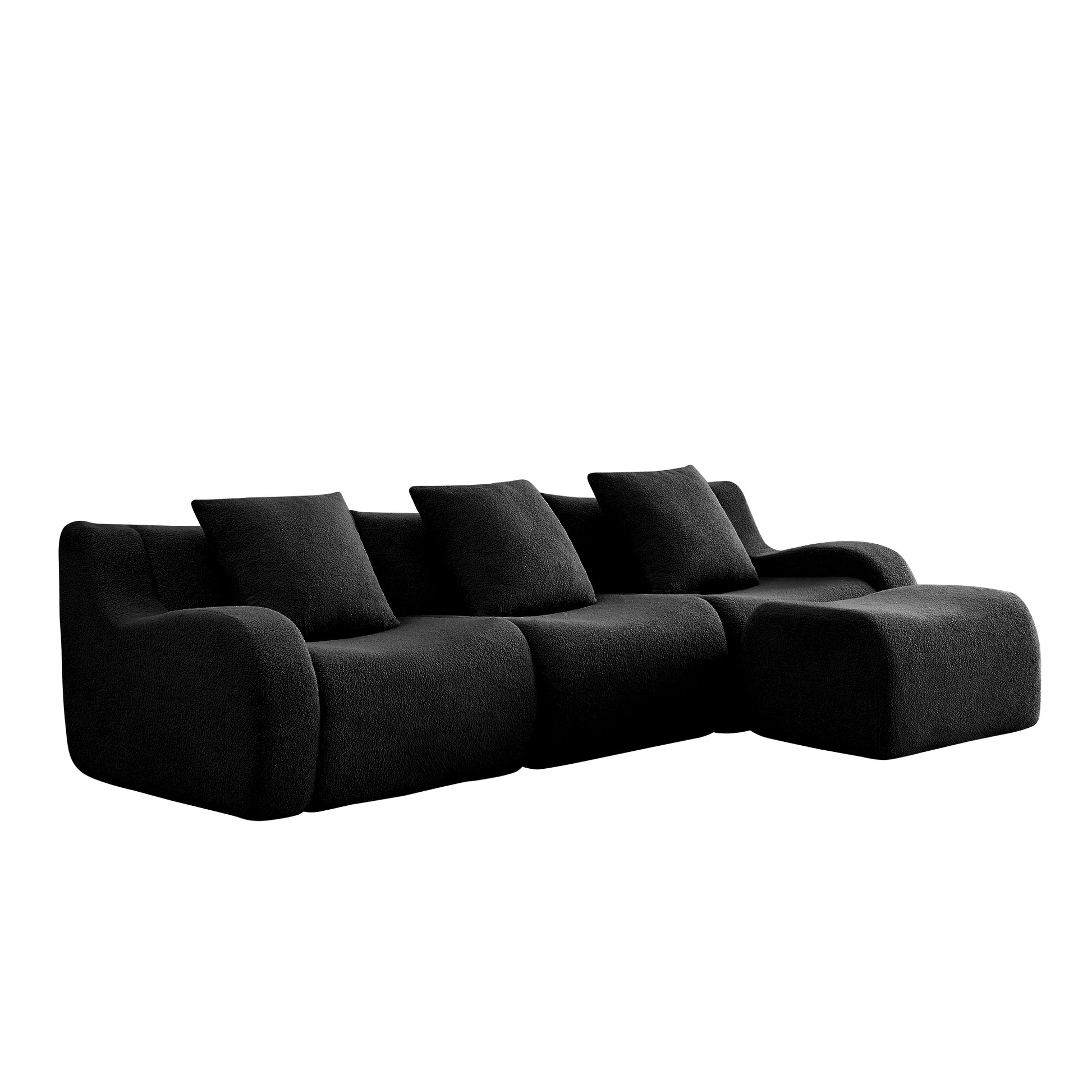 Chico black sectional sofa angled view isolated product image on white background