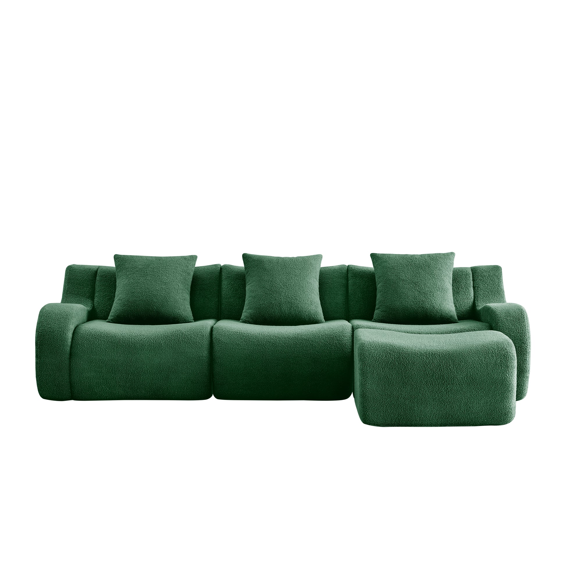 Chico green sectional sofa front view isolated product image on white background