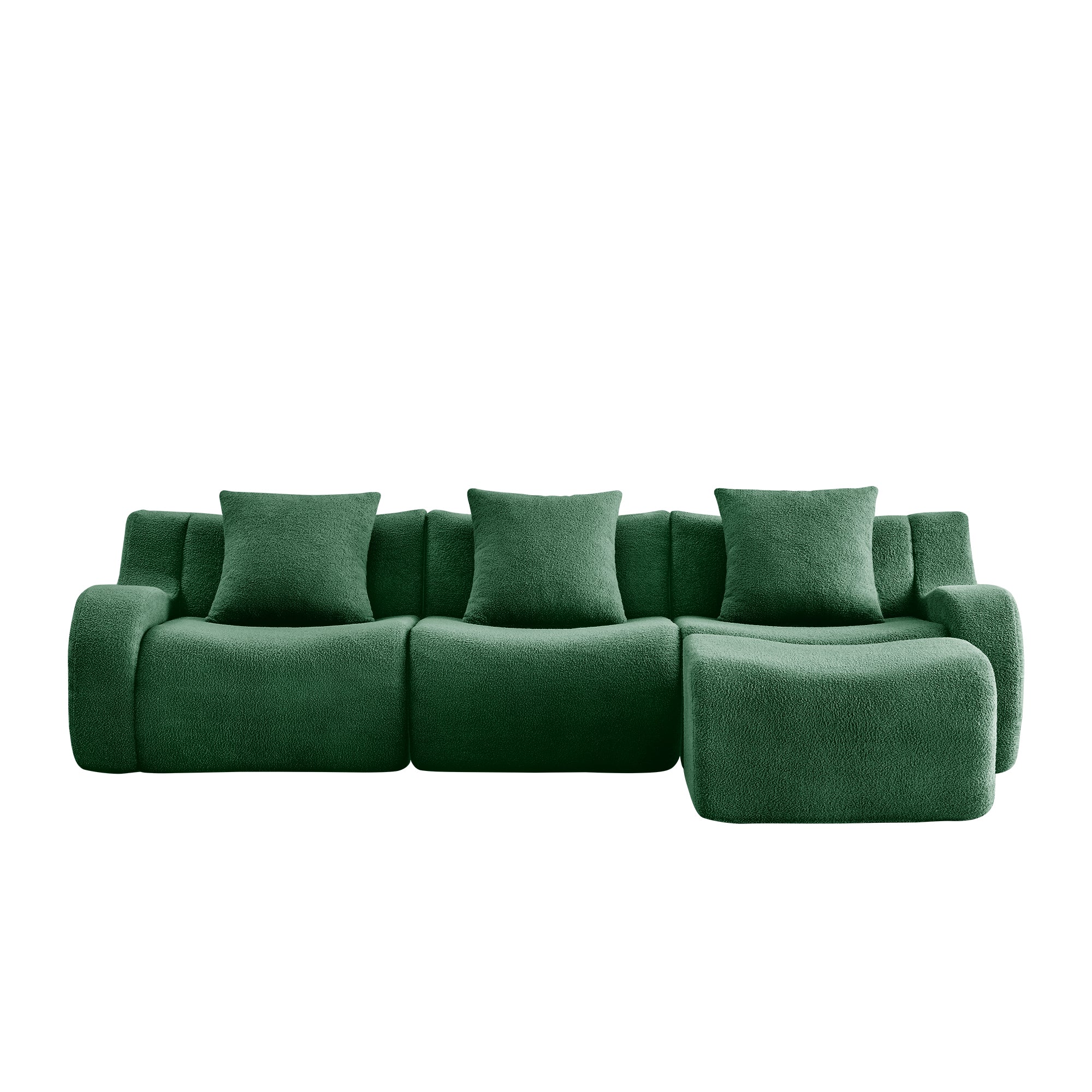 Chico green sectional sofa front view isolated product image on white background