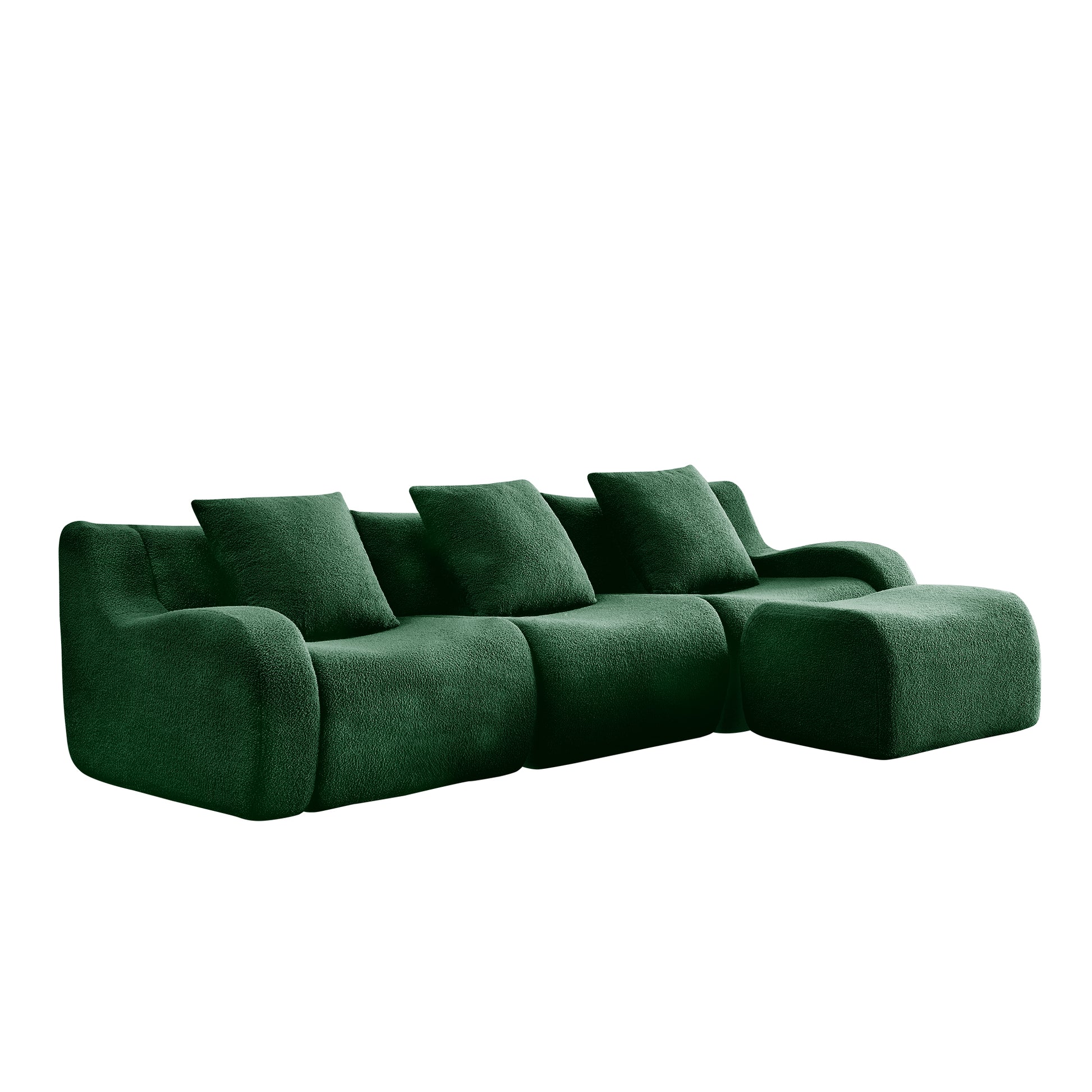 Chico green sectional sofa angled view isolated product image on white background