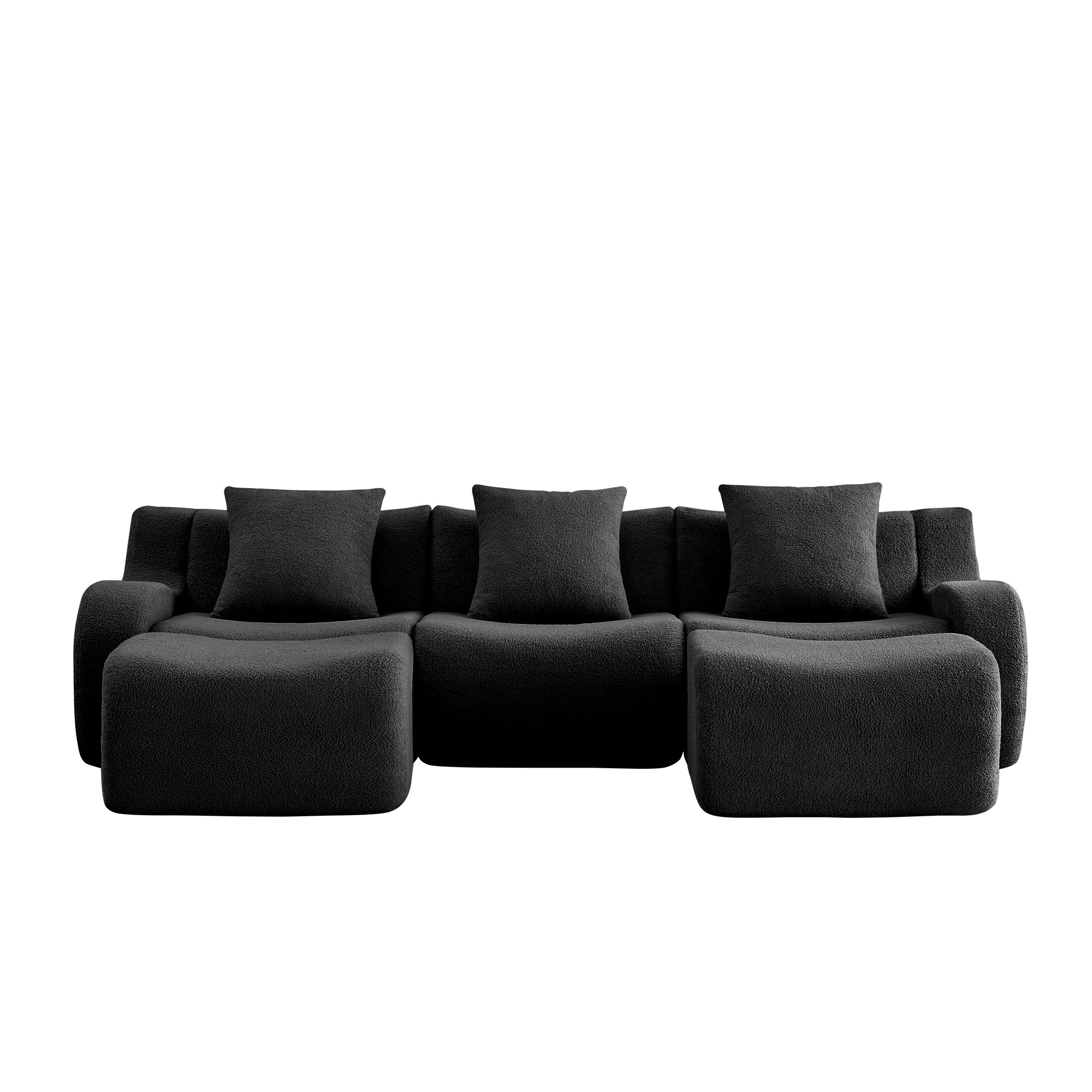 Chico black U-shaped sectional sofa front view isolated product image on white background