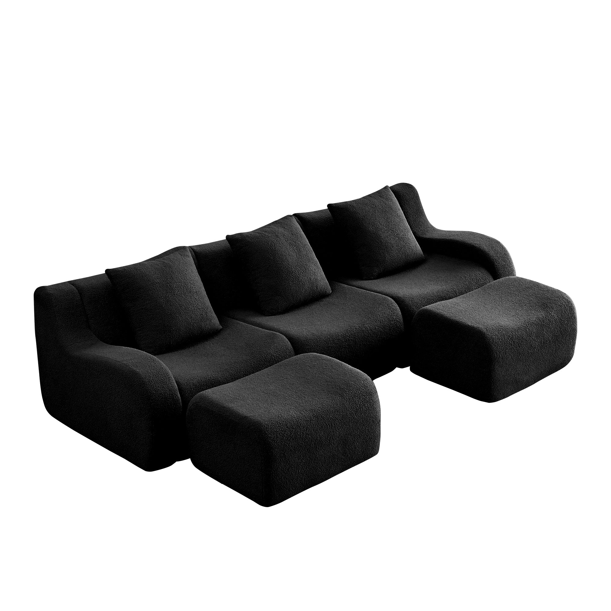 Chico black U-shaped sectional sofa side angled view isolated product image on white background