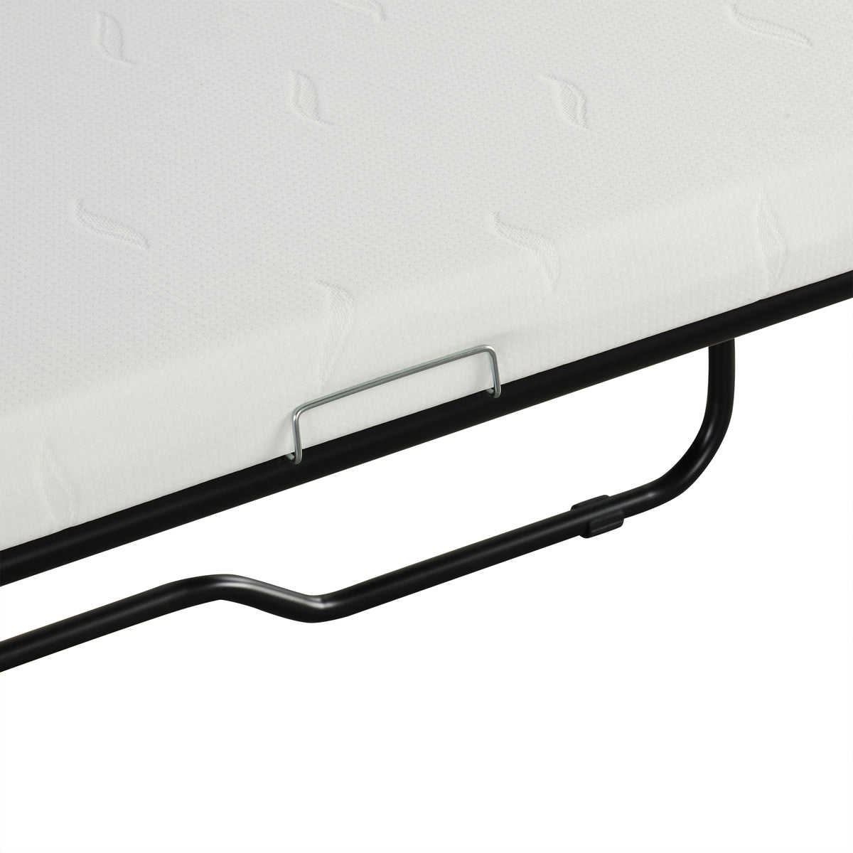 Chula brown loveseat sleeper sofa showing metal mattress support frame detail