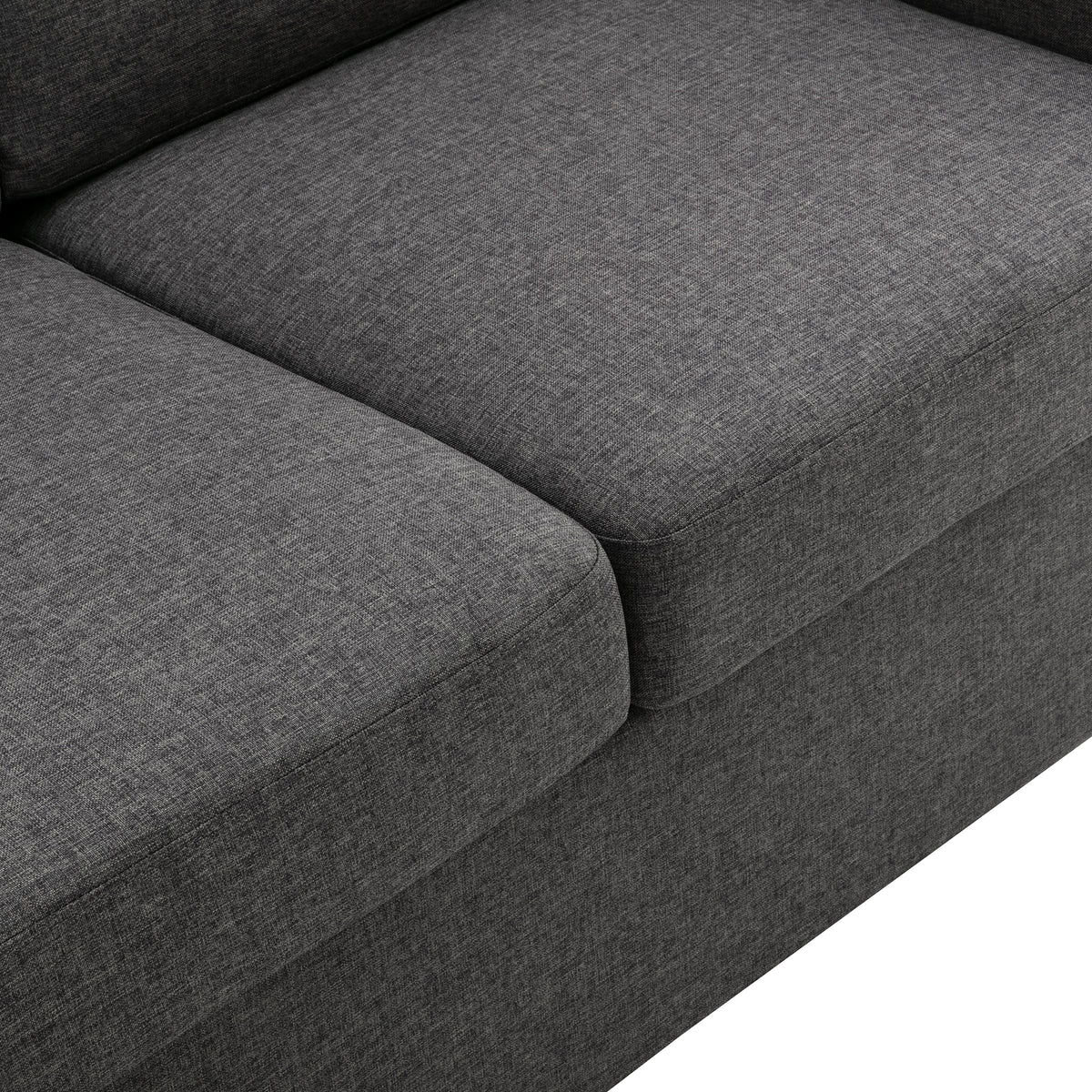 Chula gray loveseat sleeper sofa showing padded seat cushion and seam detail