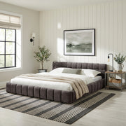 Clara King Marshmallow Tufted Floor Bed with Chenille Upholstered Headboard