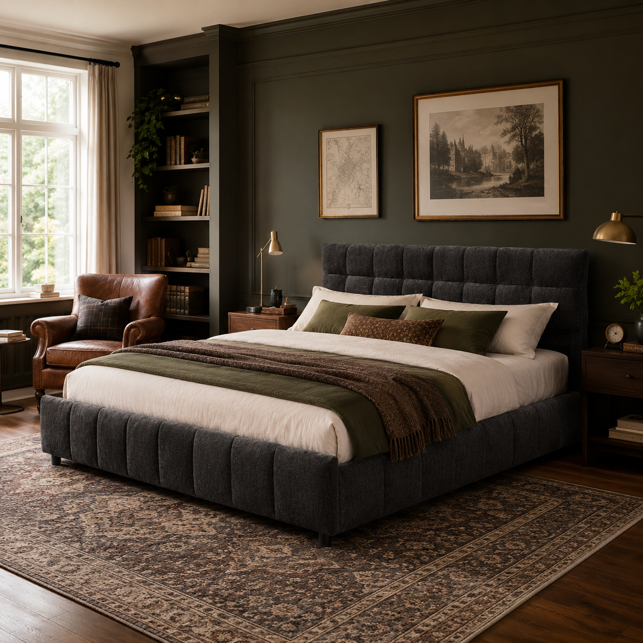 Clara Queen Chenille Upholstered Storage Platform Bed with 4 Under-Bed Drawers