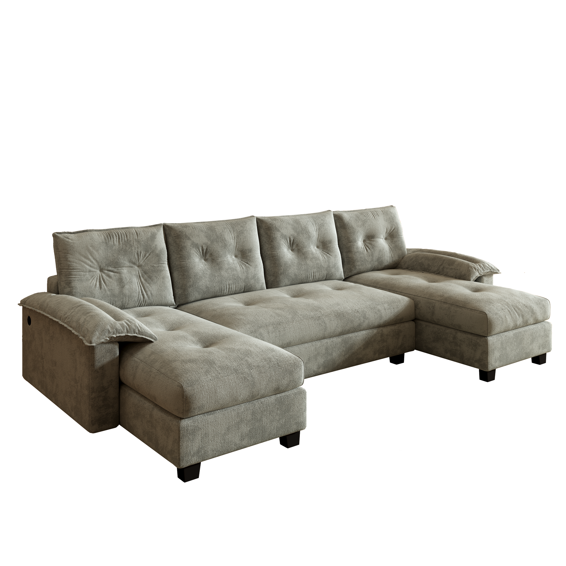  Clovis grey sleeper sectional sofa showing angled main view with chaise seating