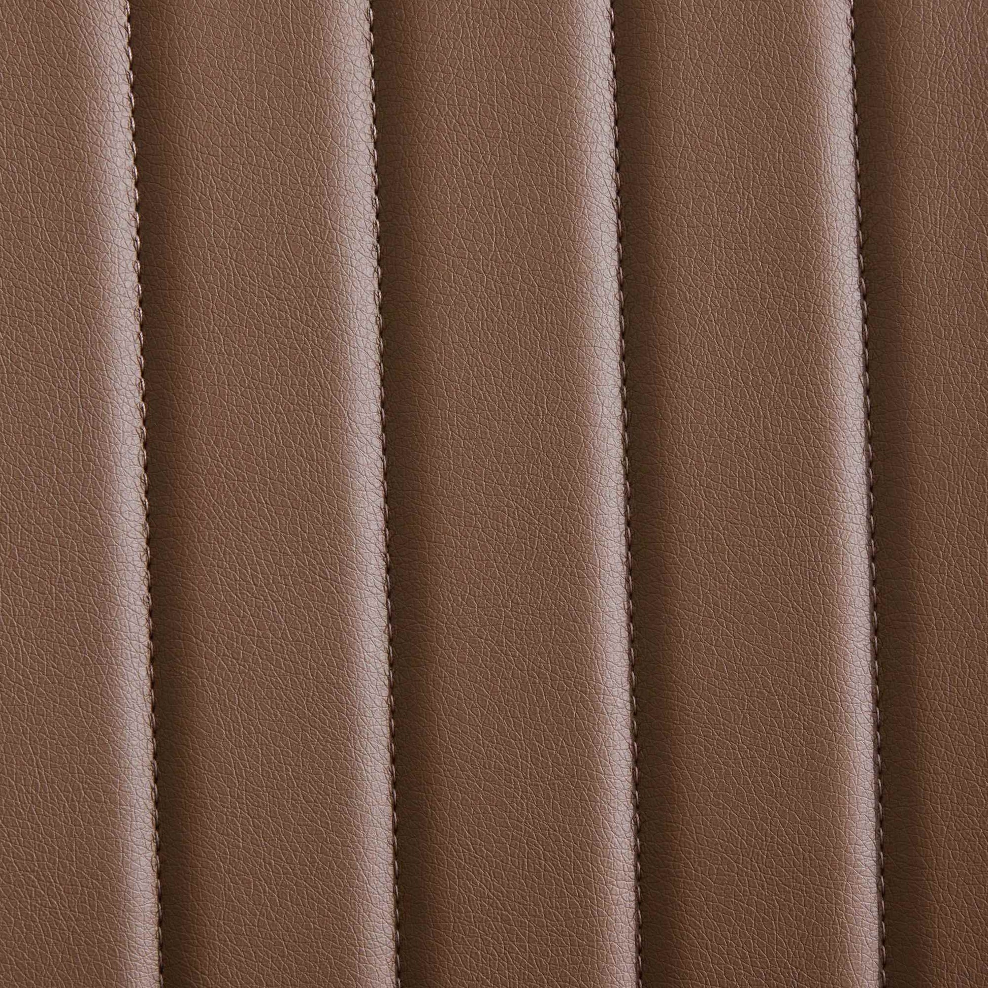 Colorado brown dining chair close-up of the vertically channel-tufted PU leather backrest