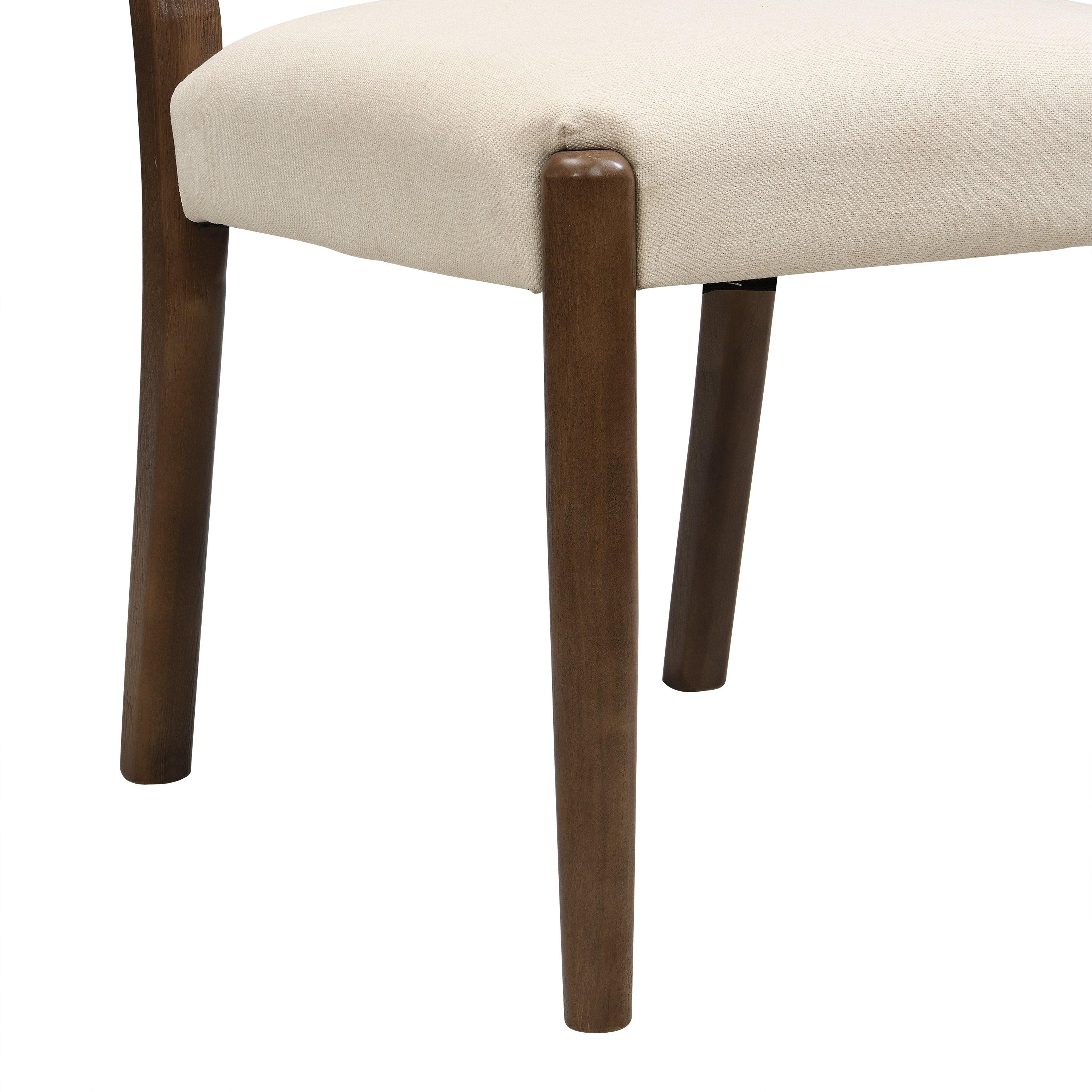 Constance brown dining chair close-up of the solid rubberwood leg and seat frame