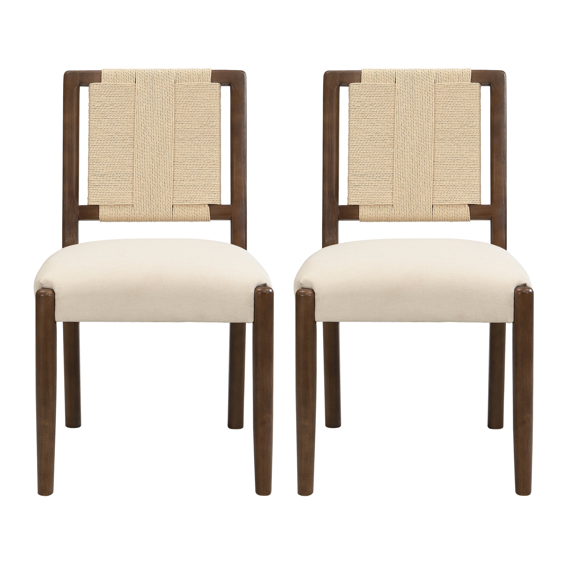 Constance brown dining chairs set of two straight front view on white background