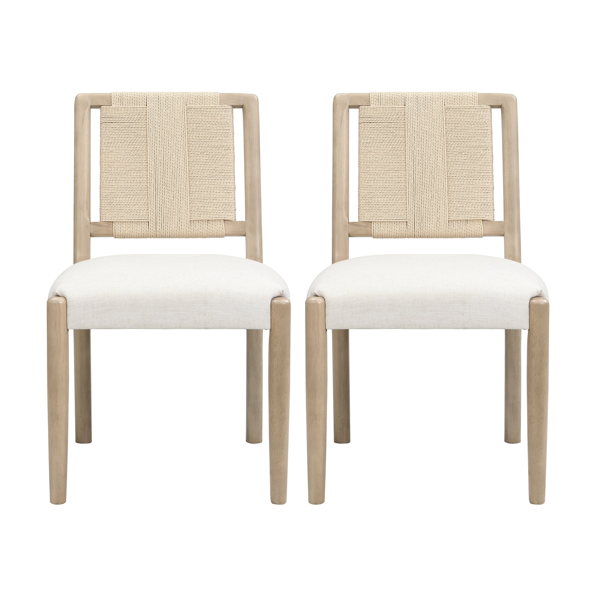 Constance natural dining chairs set of two front view on white background