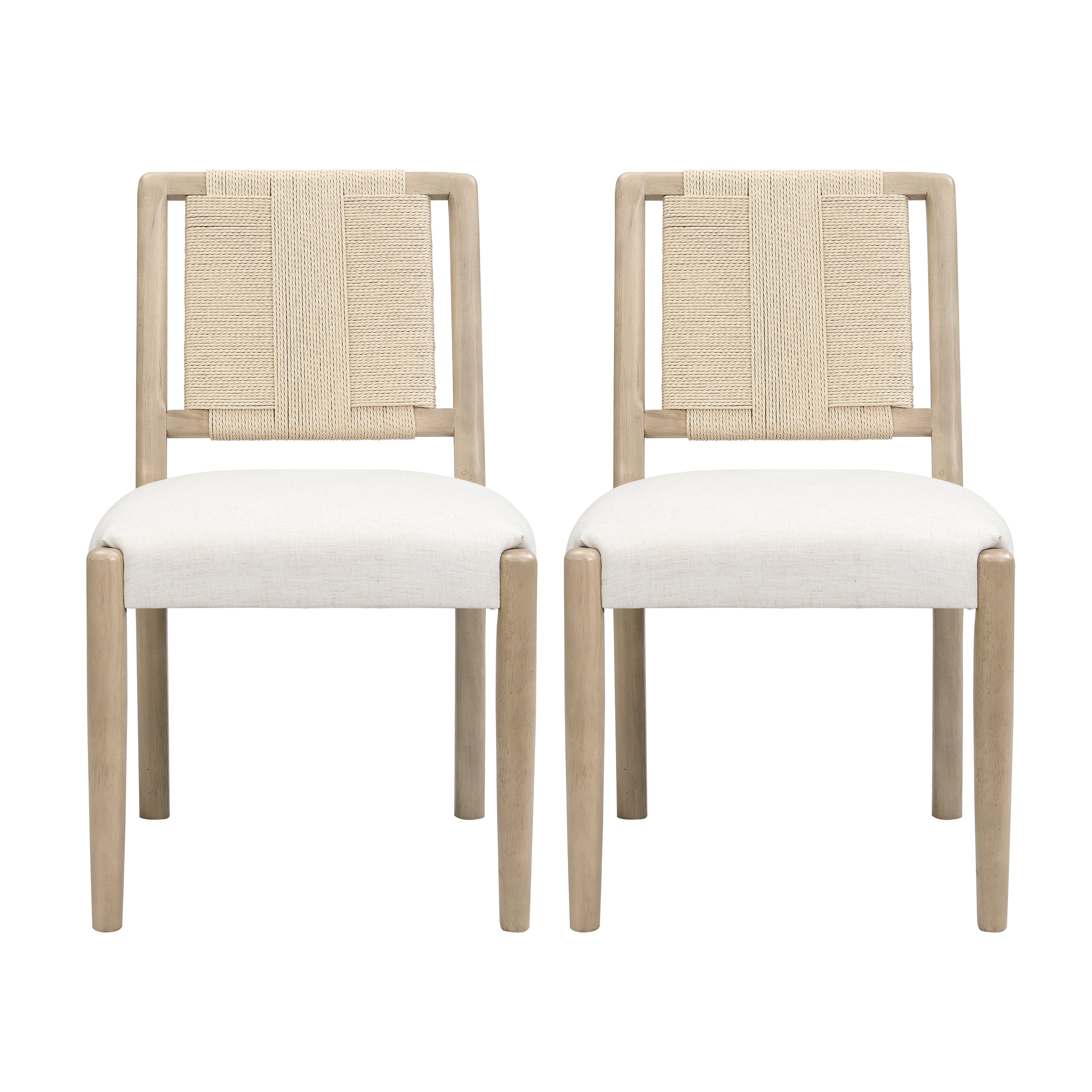 Constance natural dining chairs set of two front view on white background