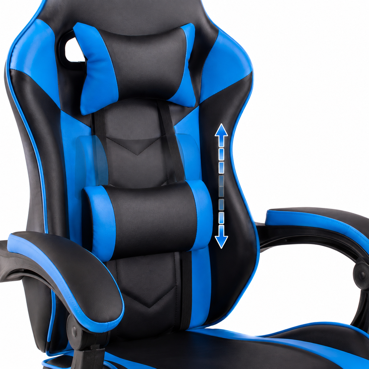 Cosmic blue gaming chair showing backrest and seat upholstery detail