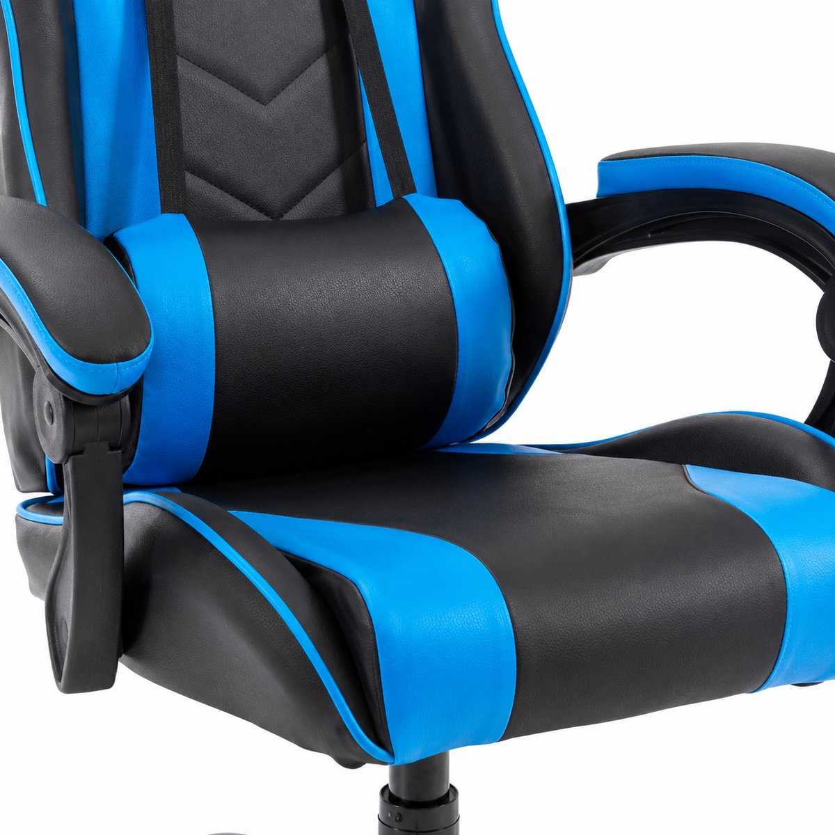 Cosmic blue gaming chair showing padded seat and side bolster detail