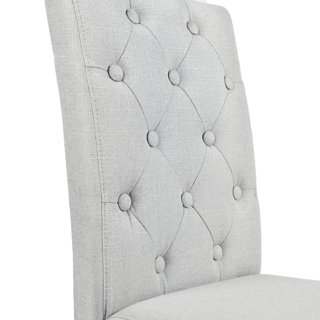 Douro light grey dining chair showing button tufted backrest detail