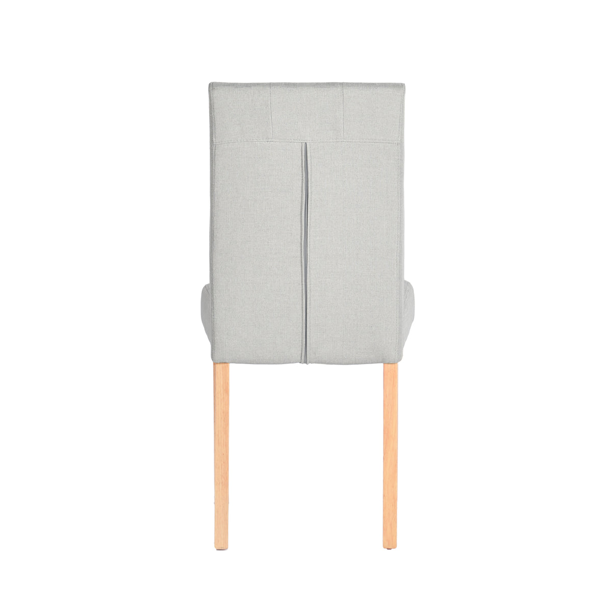 Douro light grey button tufted Parsons dining chair with solid wood legs back view on white background