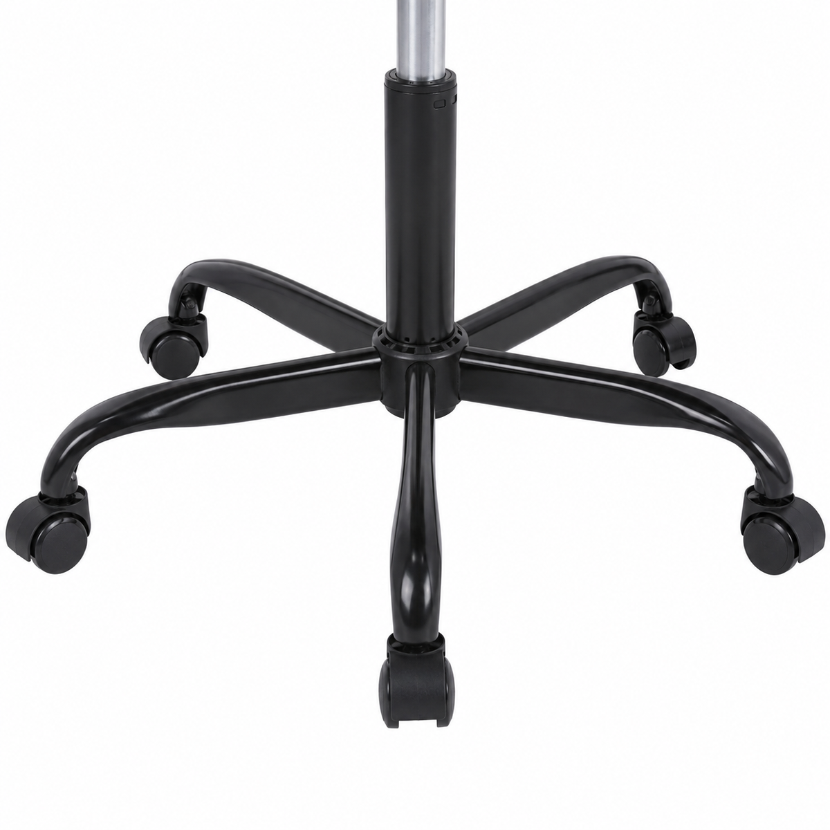 Draco gray gaming chair showing five-star base and caster detail