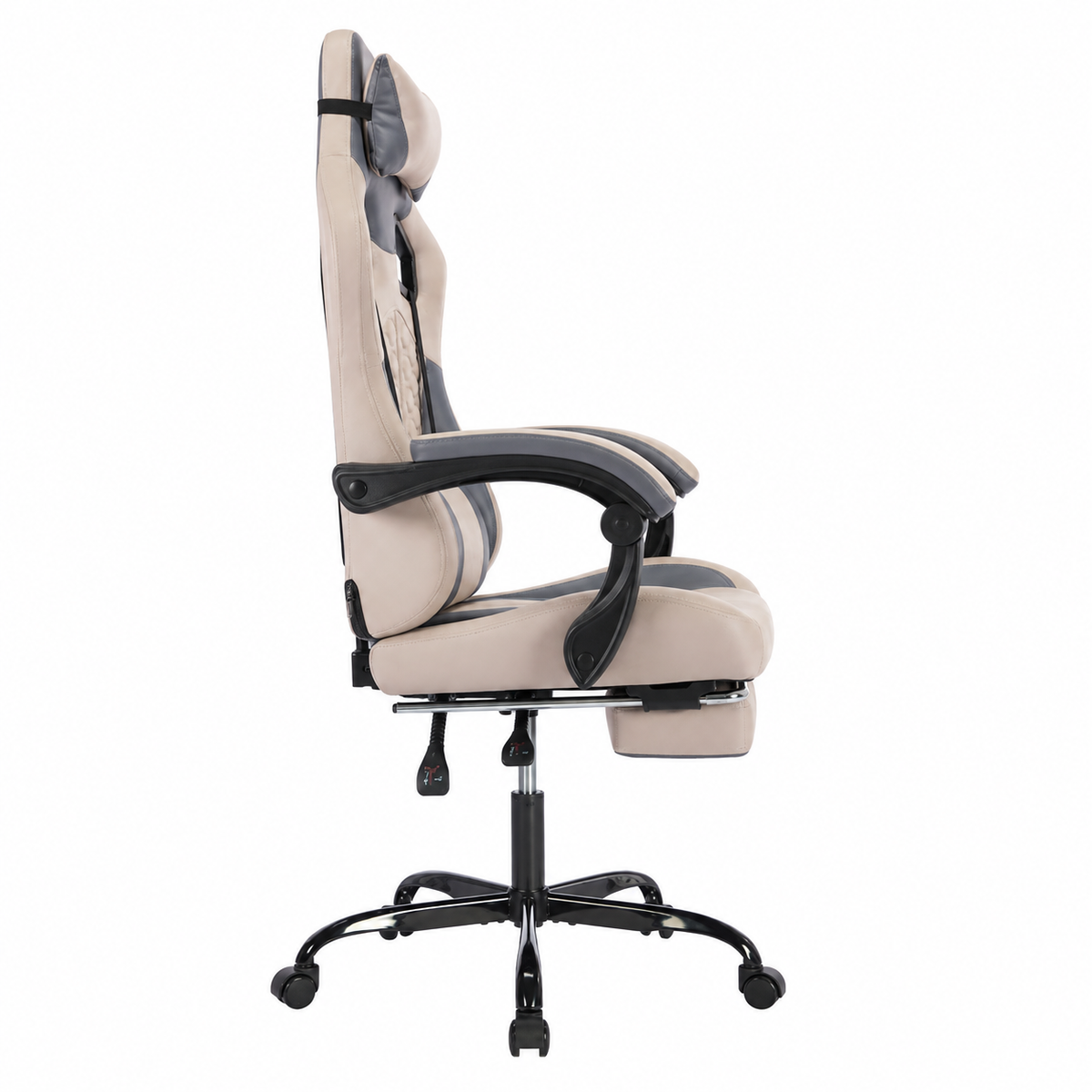 Draco gray ergonomic gaming chair side view on white background