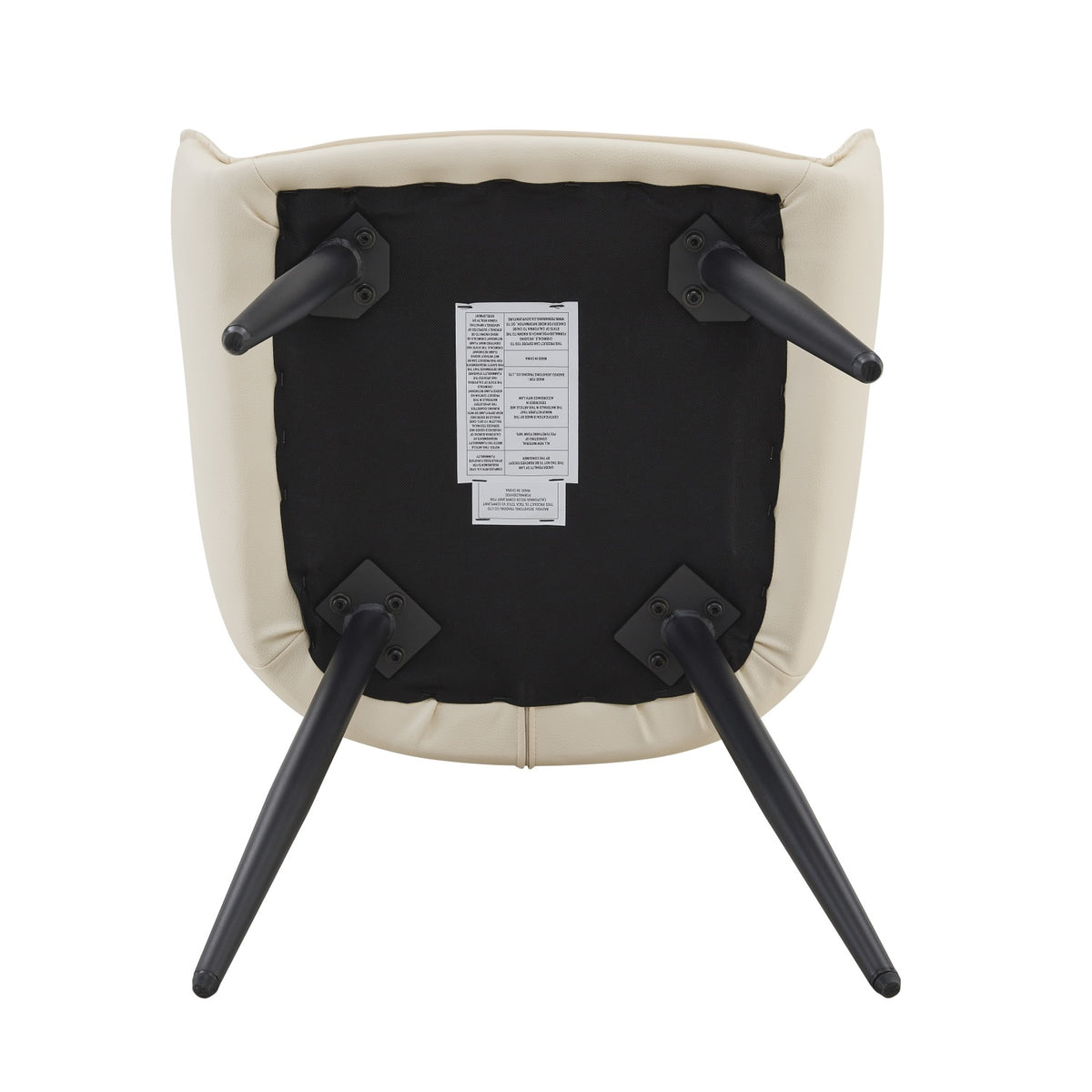 Drina beige dining chair showing seat underside and support frame detail
