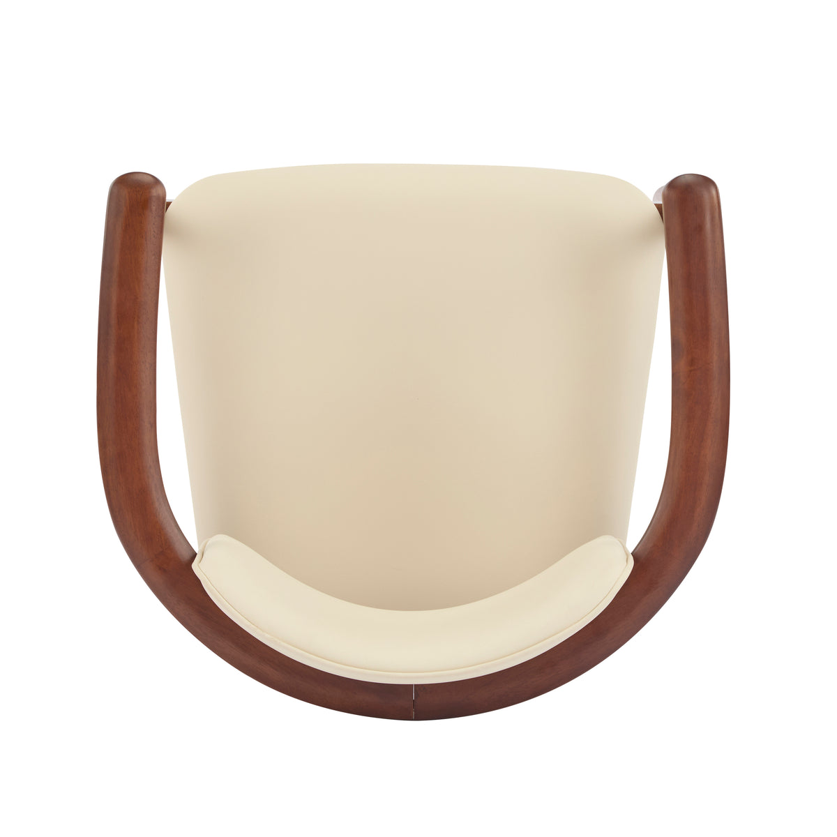 Durance beige dining chair showing curved upholstered backrest and seat detail