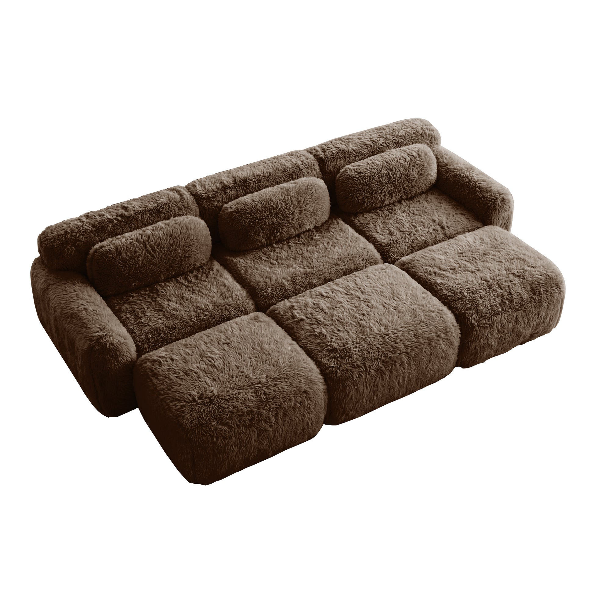 Durham brown corduroy sofa showing top angled view isolated product image on white background