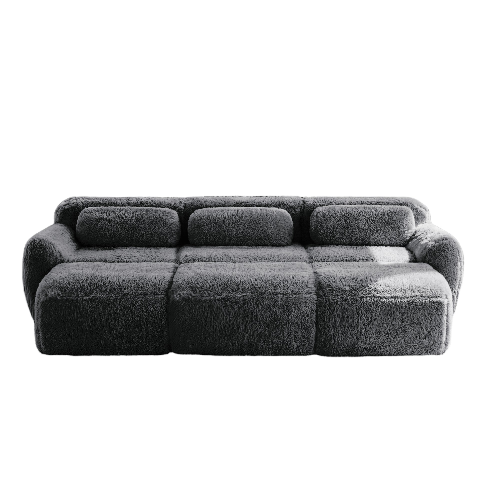 Durham grey corduroy sofa showing front view isolated product image on white background