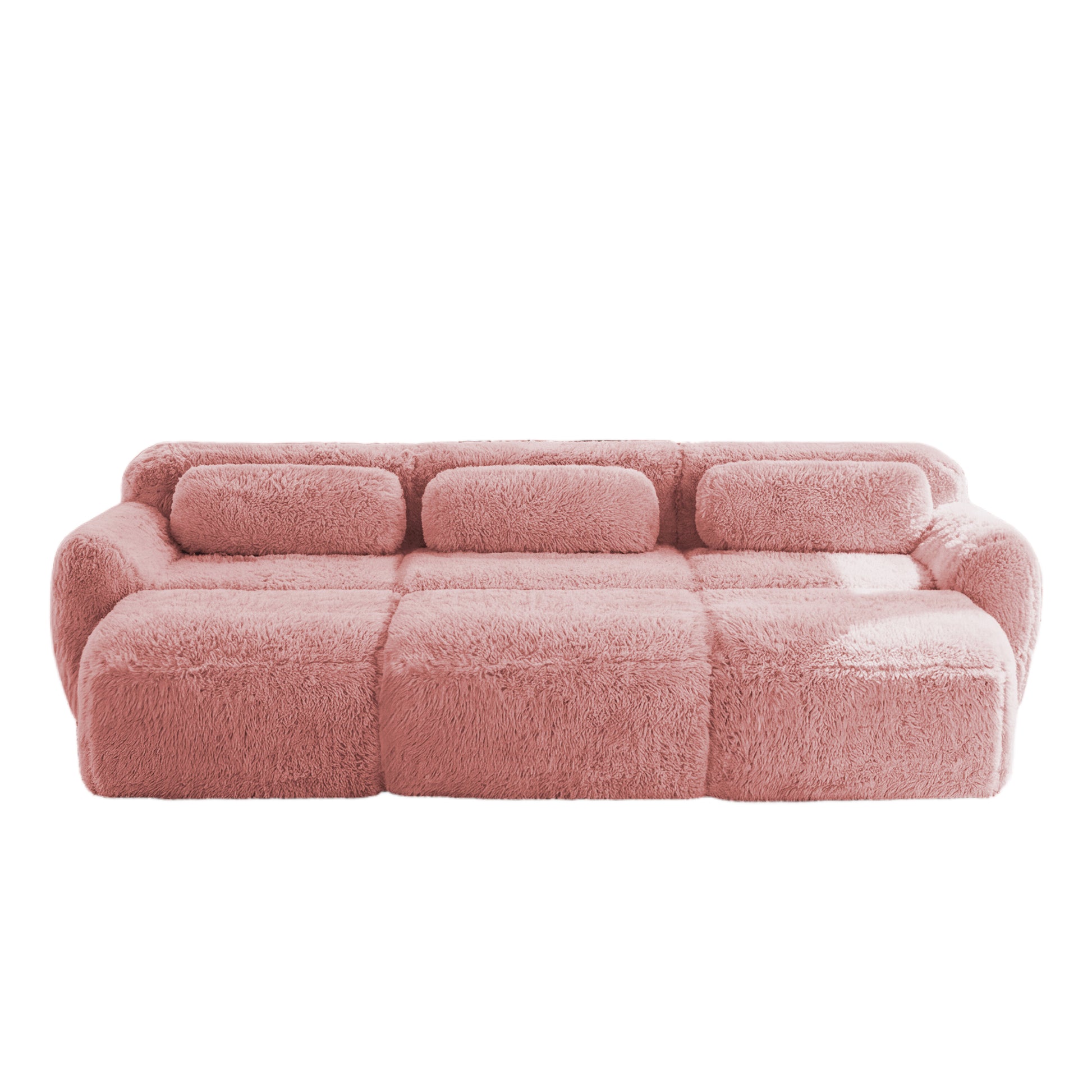 Durham pink corduroy sofa showing front view isolated product image on white background