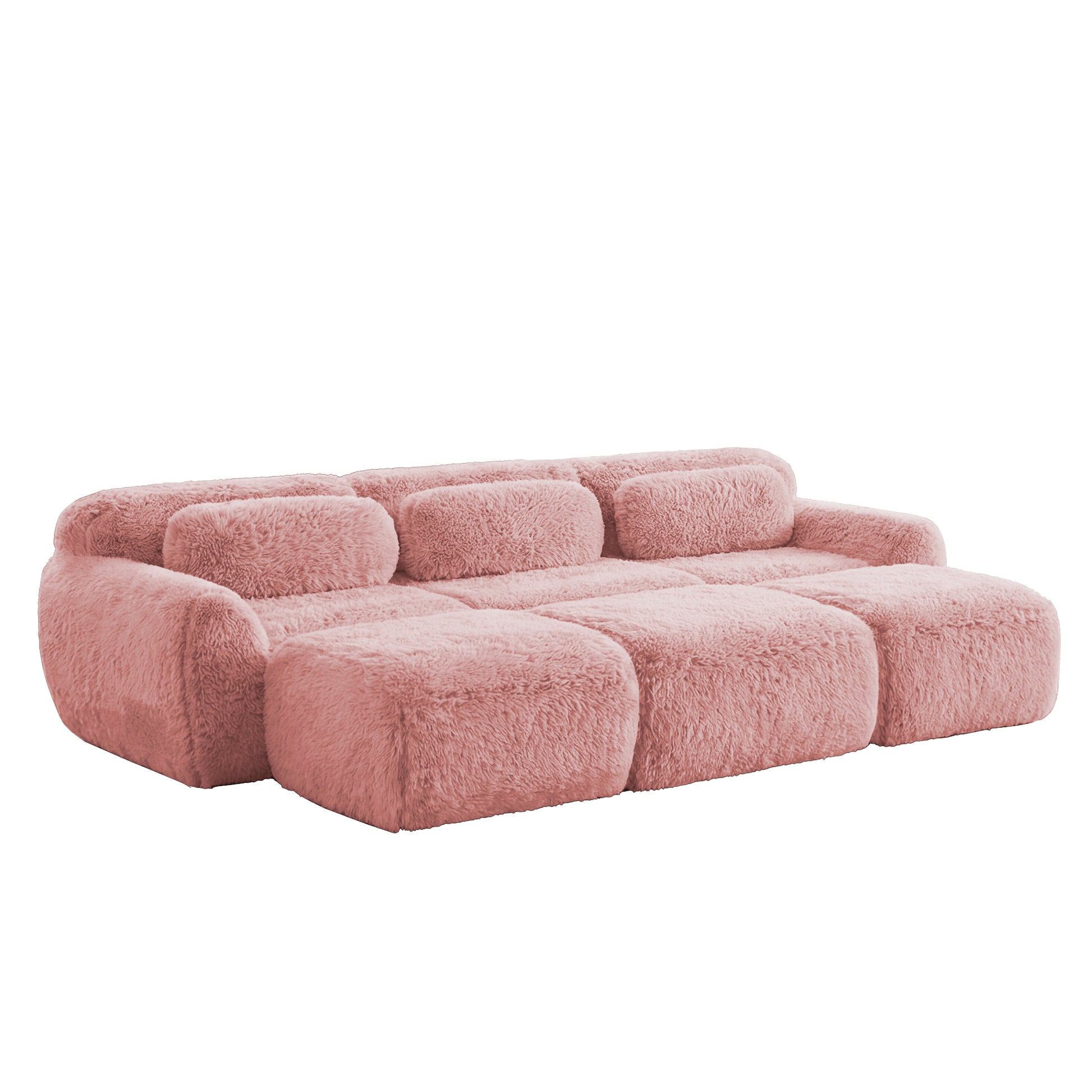 Durham pink corduroy sofa showing angled view isolated product image on white background