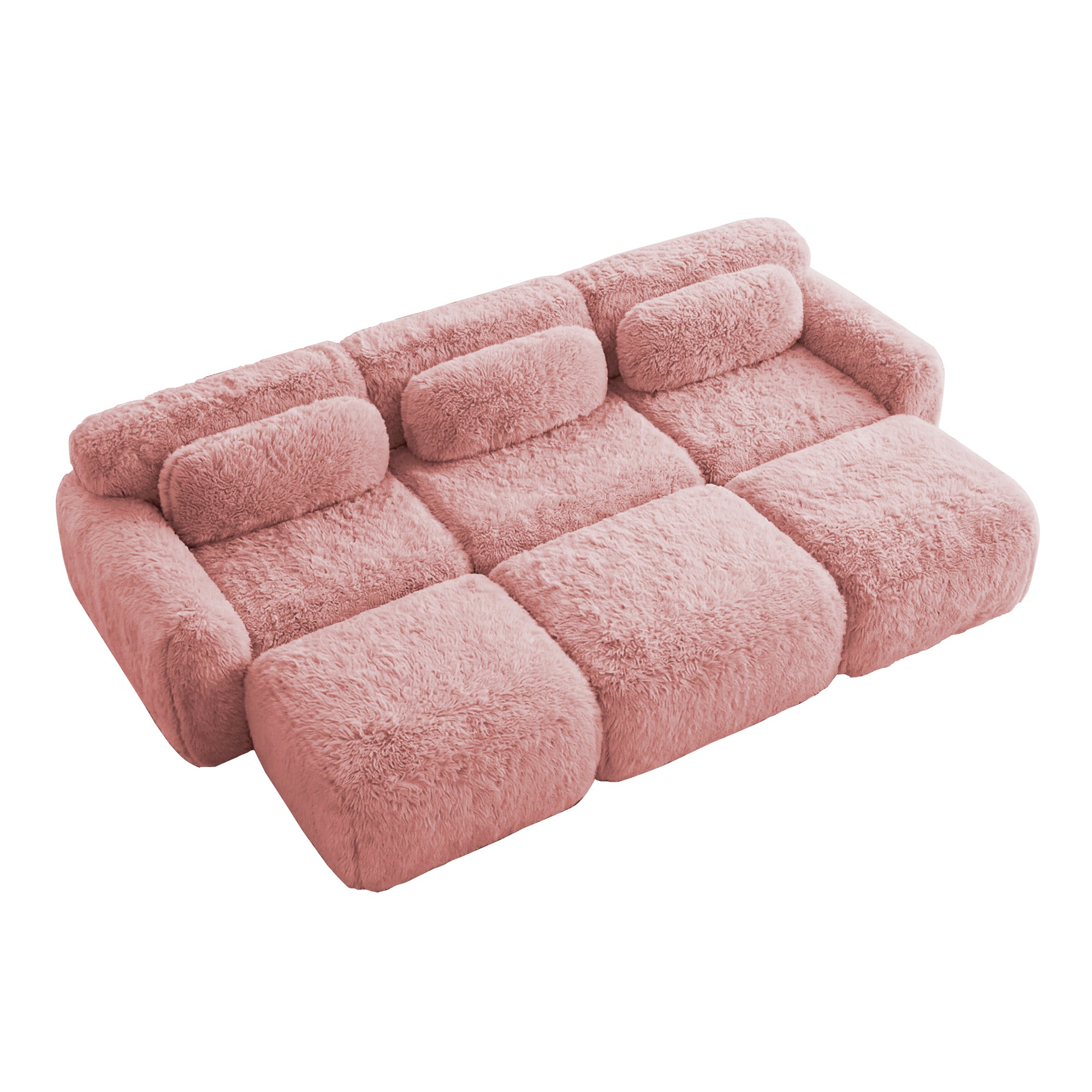Durham pink corduroy sofa showing top angled view isolated product image on white background