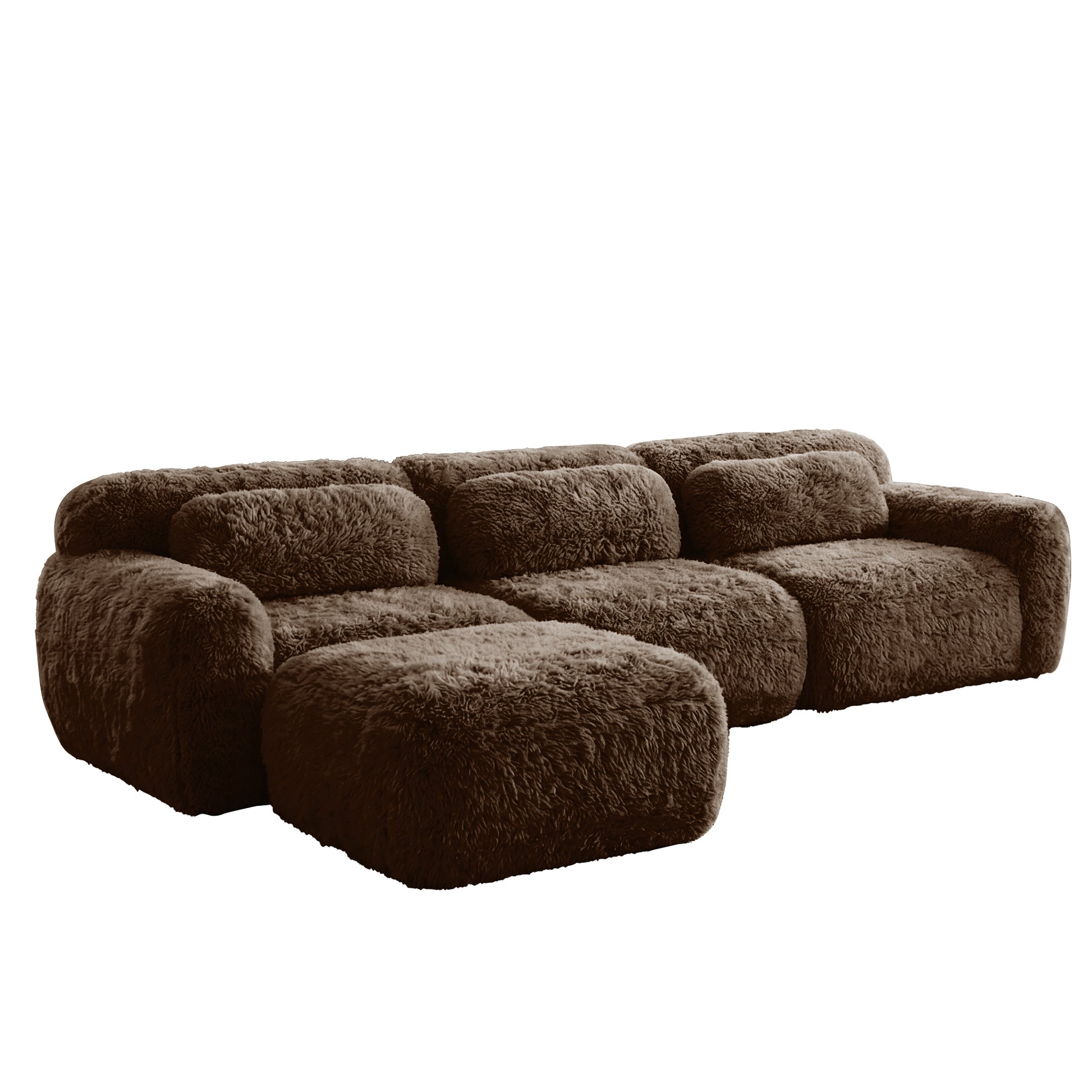 Durham brown l-shaped sectional sofa showing angled front isolated sectional image on white background