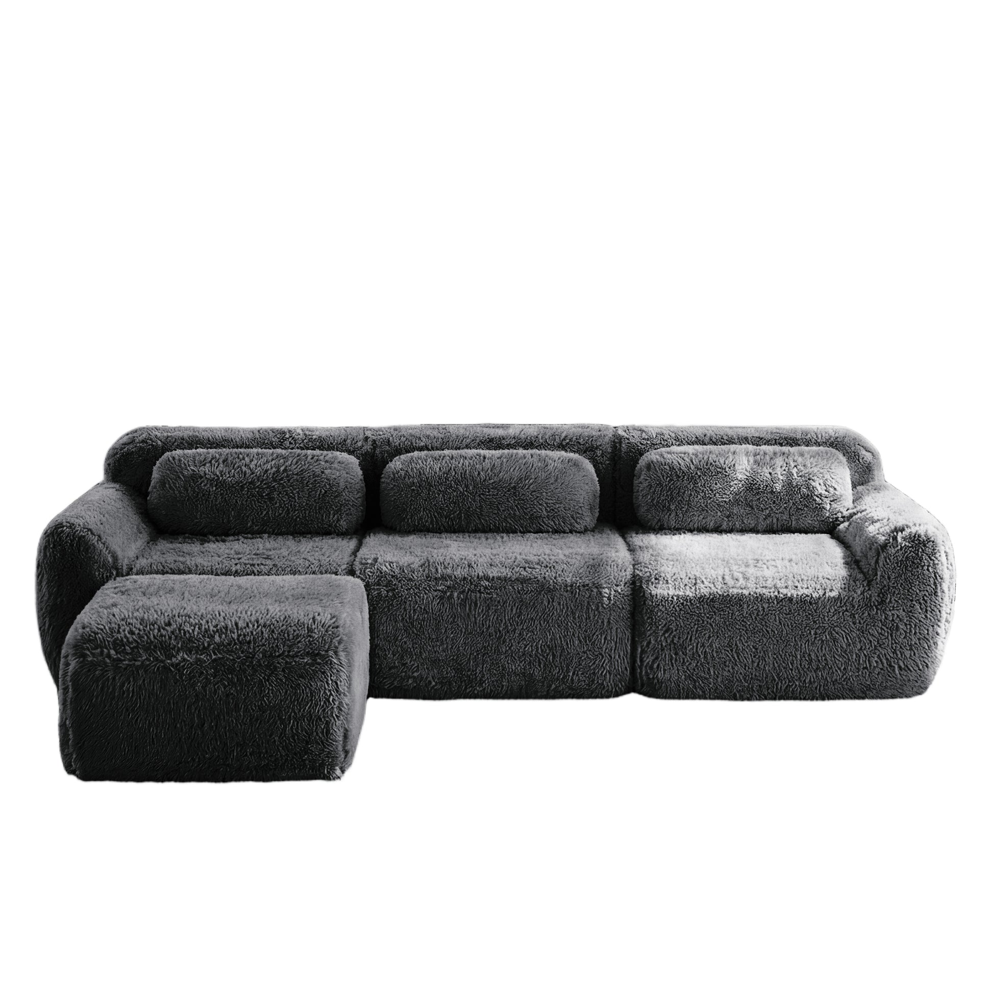 Durham dark grey l-shaped sectional sofa showing front view isolated product image on white background