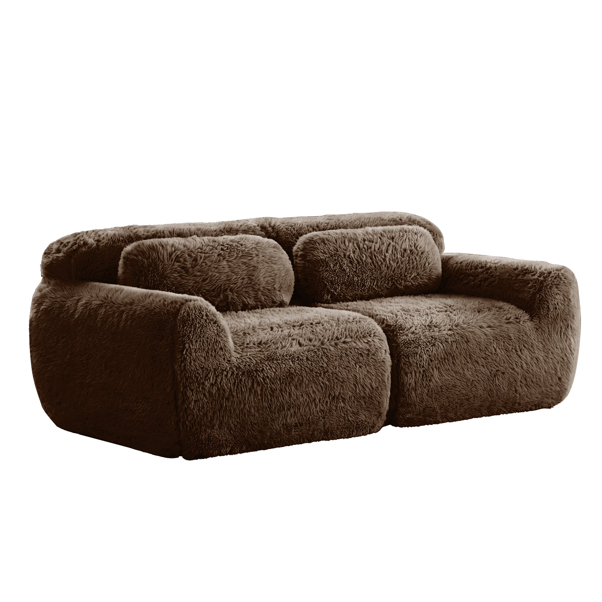 Durham brown loveseat sofa showing angled front isolated product image on white background