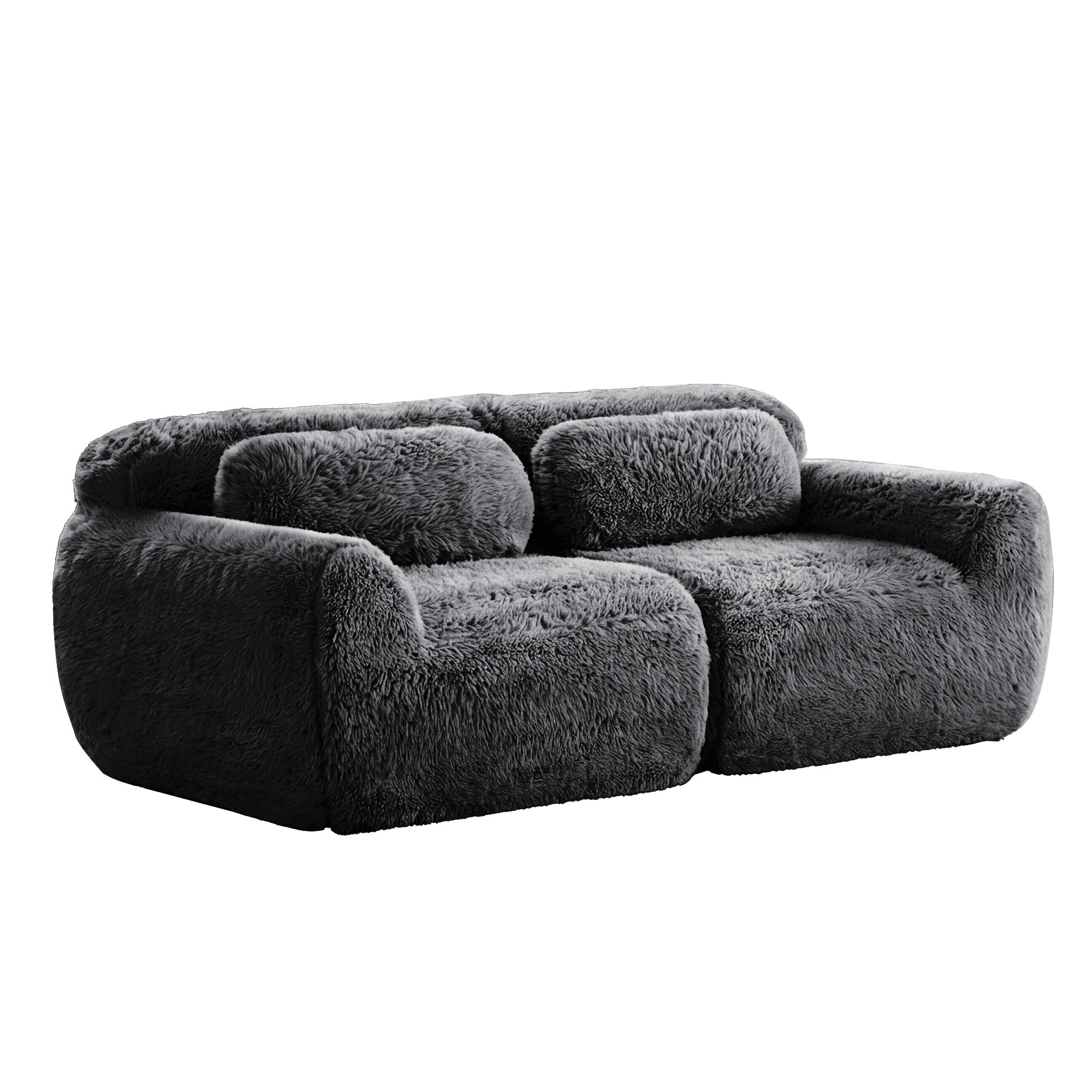 Durham dark grey loveseat sofa showing angled front isolated product image on white background