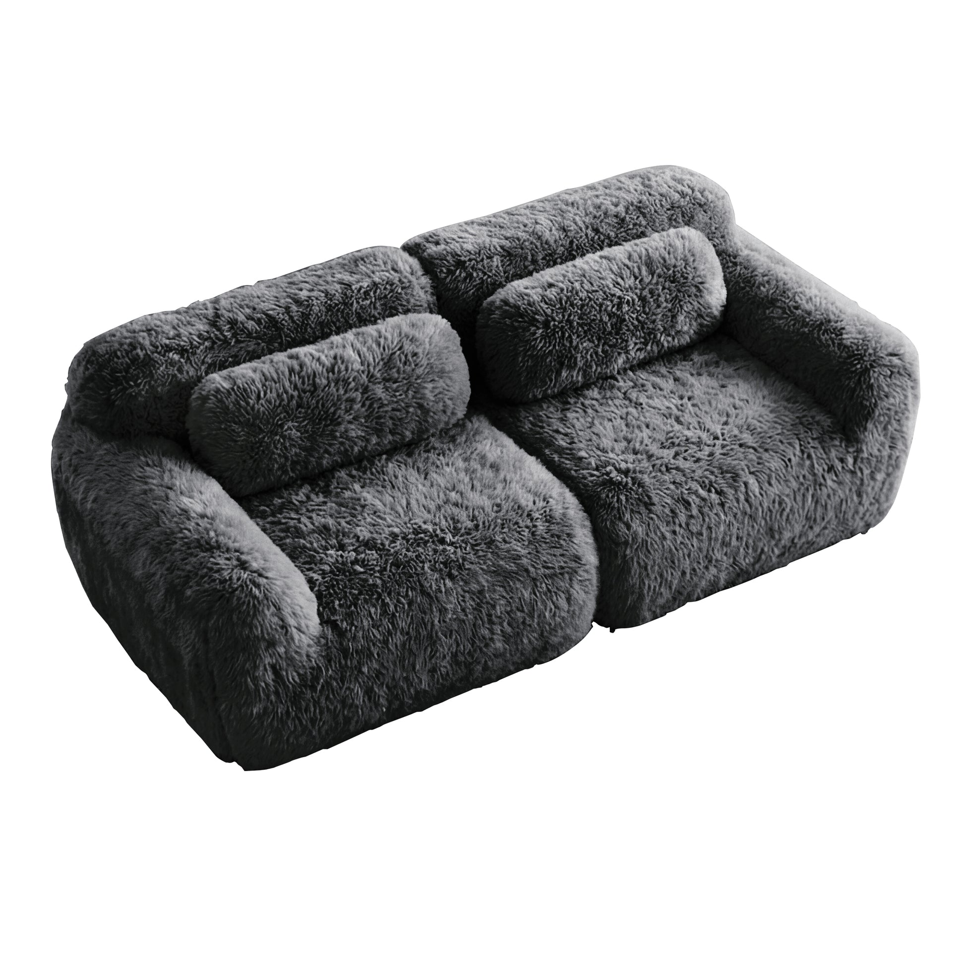 Durham dark grey loveseat sofa showing angled isolated product image on white background