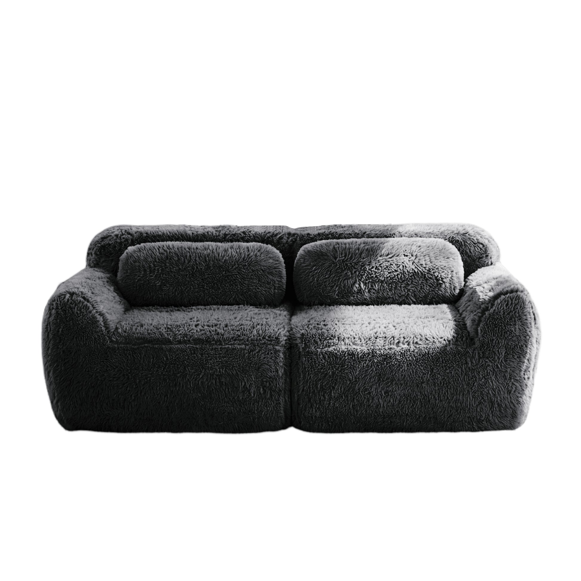Durham dark grey loveseat sofa showing front view isolated product image on white background