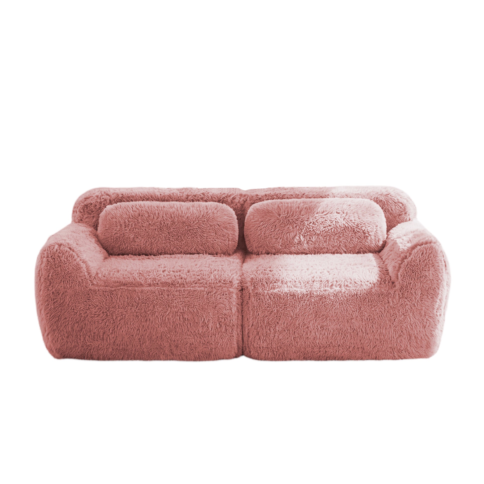 Durham pink loveseat sofa showing front view isolated product image on white background