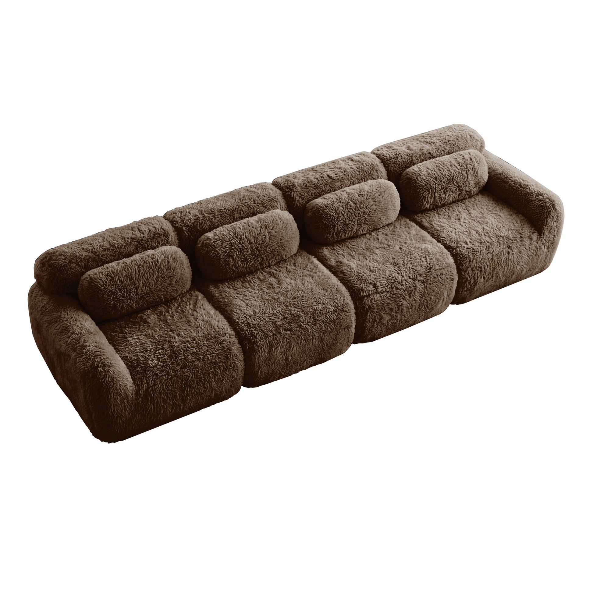 Durham brown modular sofa showing top angled view isolated product image on white background