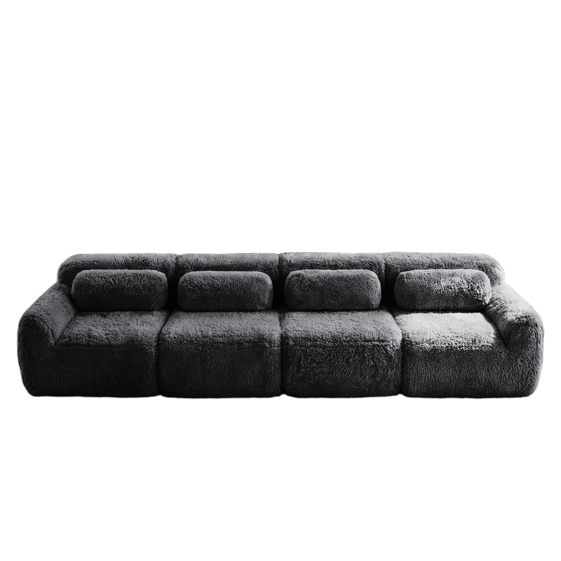 Durham dark grey modular plush sofa showing front view isolated product image on white background