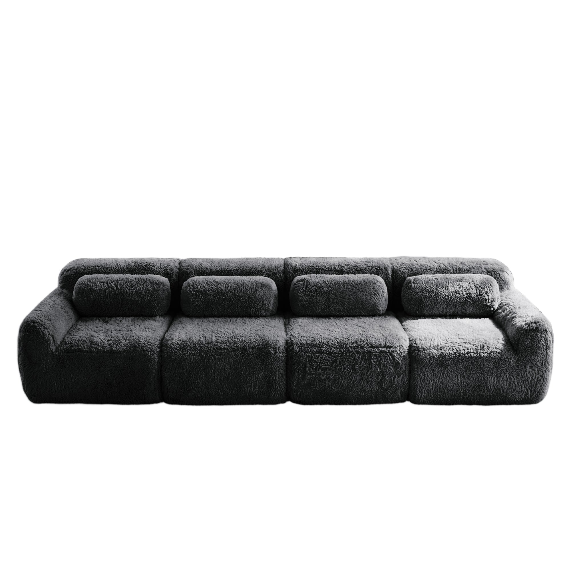 Durham dark grey modular plush sofa showing front view isolated product image on white background